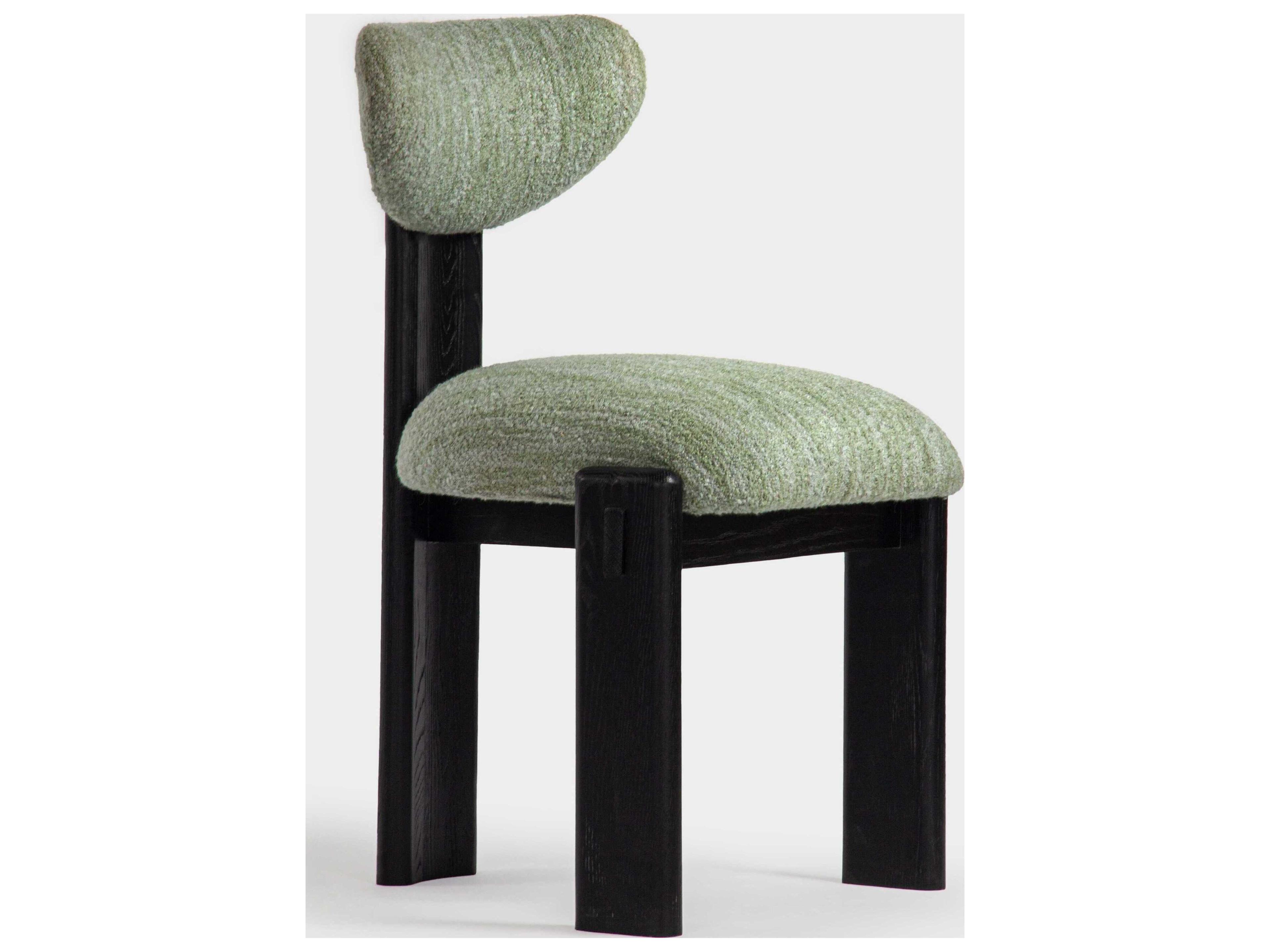 Union Home Elio Oak Wood Green Upholstered Armless Dining Chair