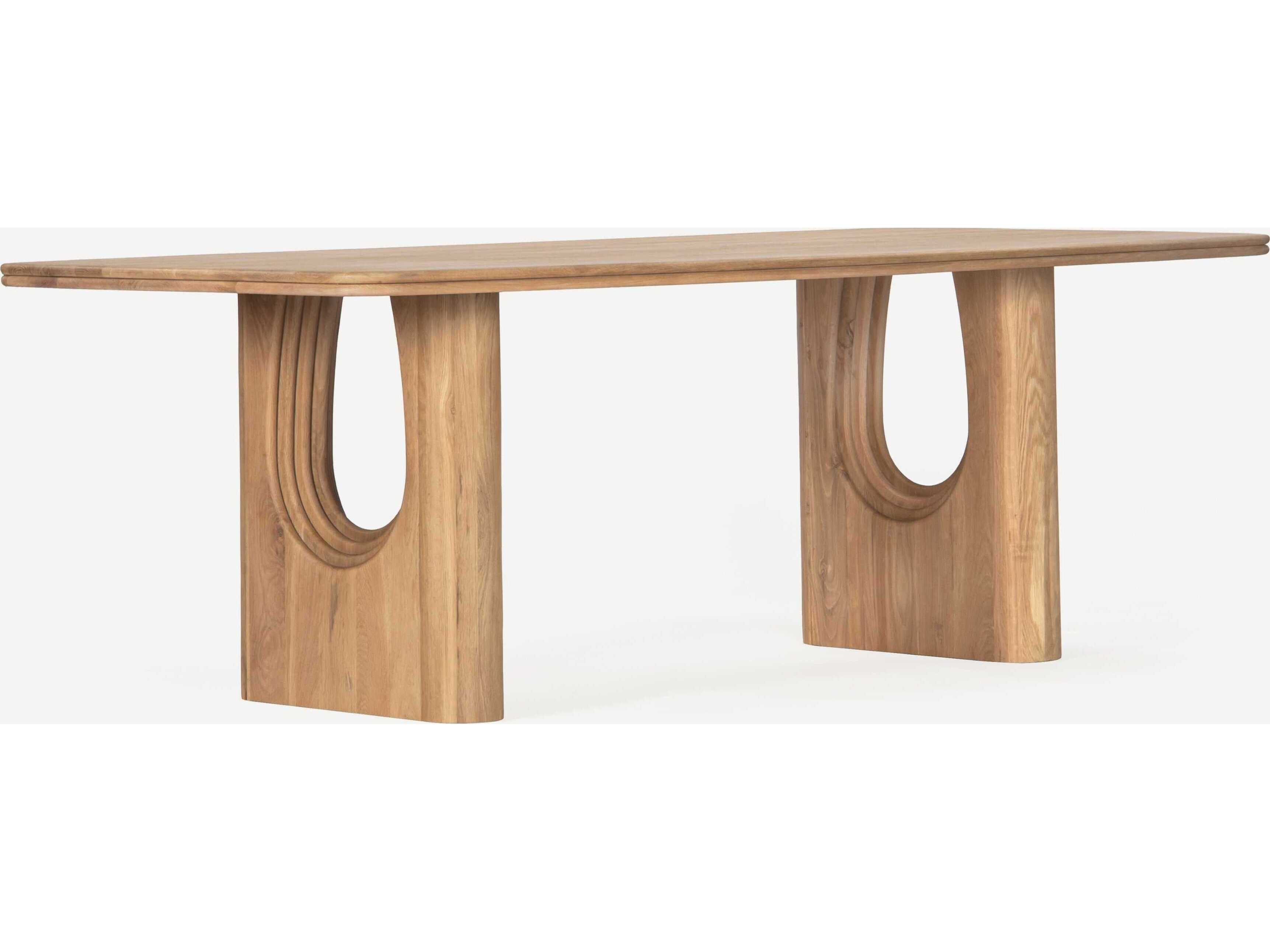 Union Home Layered Rectangular Wood Natural Dining Table