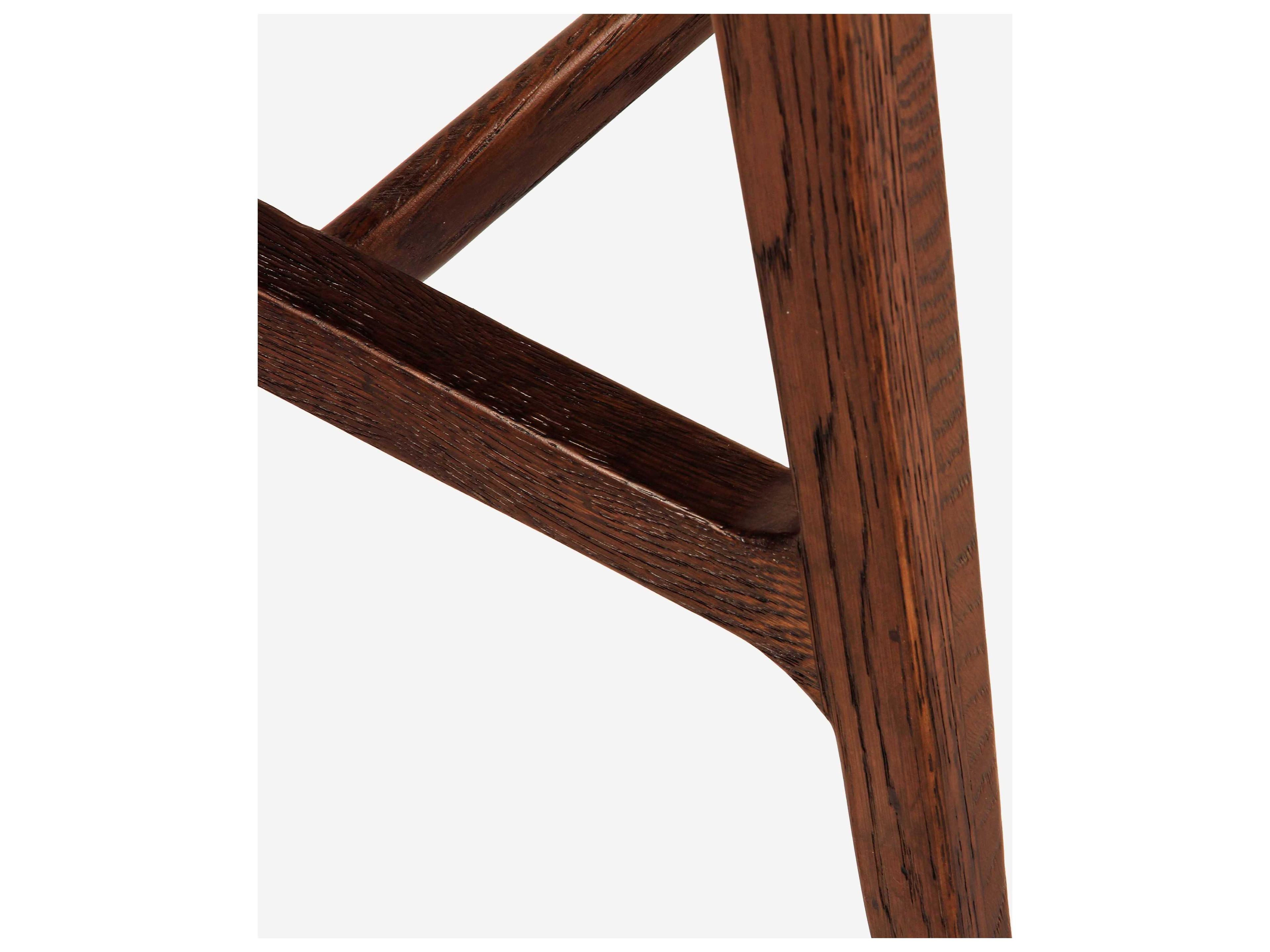 Union Home Porter Mud Brown Leather Oak Wood Counter Stool