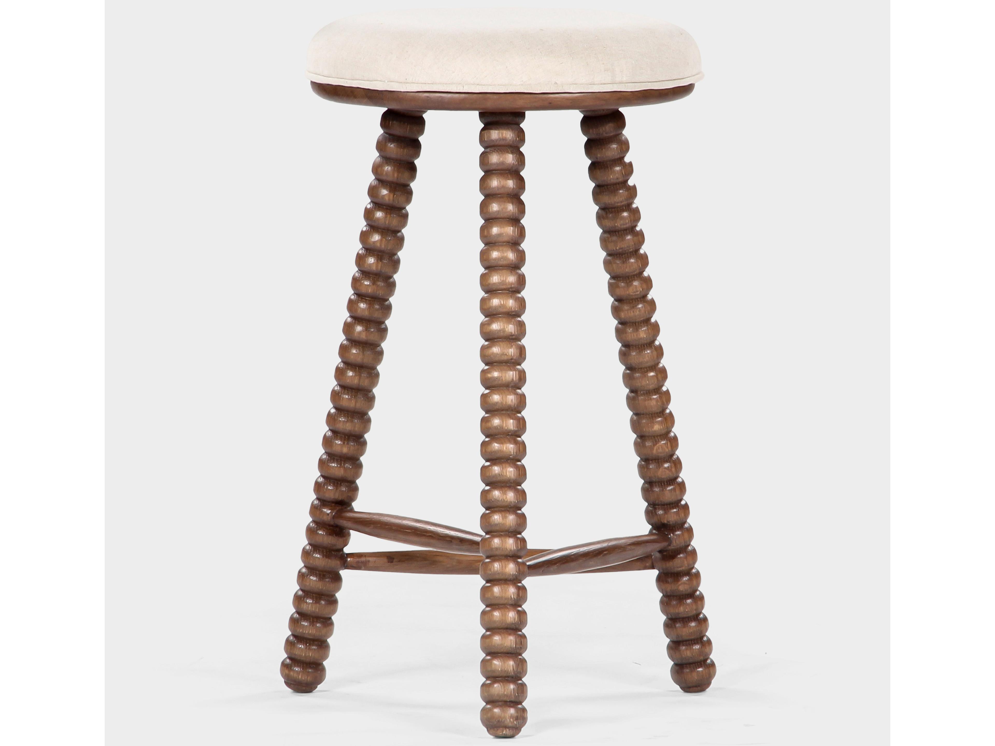 Union Home Twist Light Walnut Upholstered Oak Wood Counter Stool