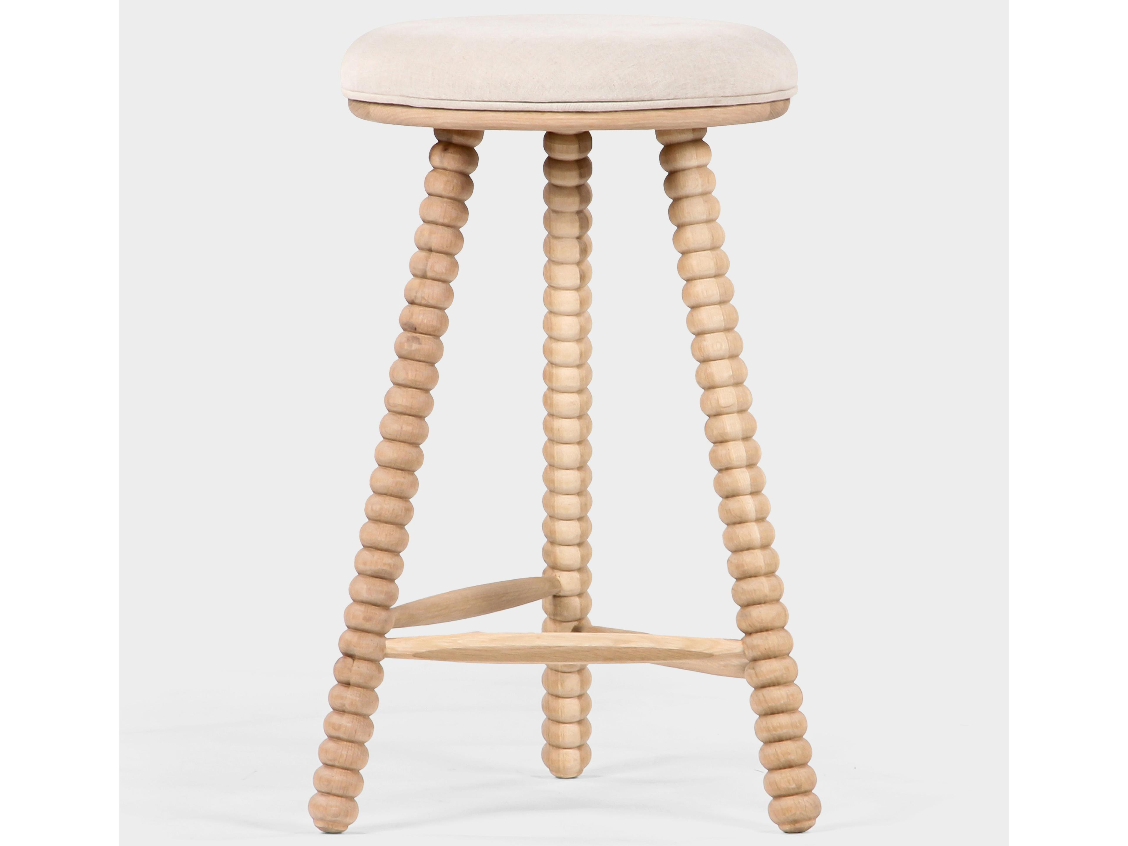 Union Home Twist Natural Upholstered Oak Wood Counter Stool