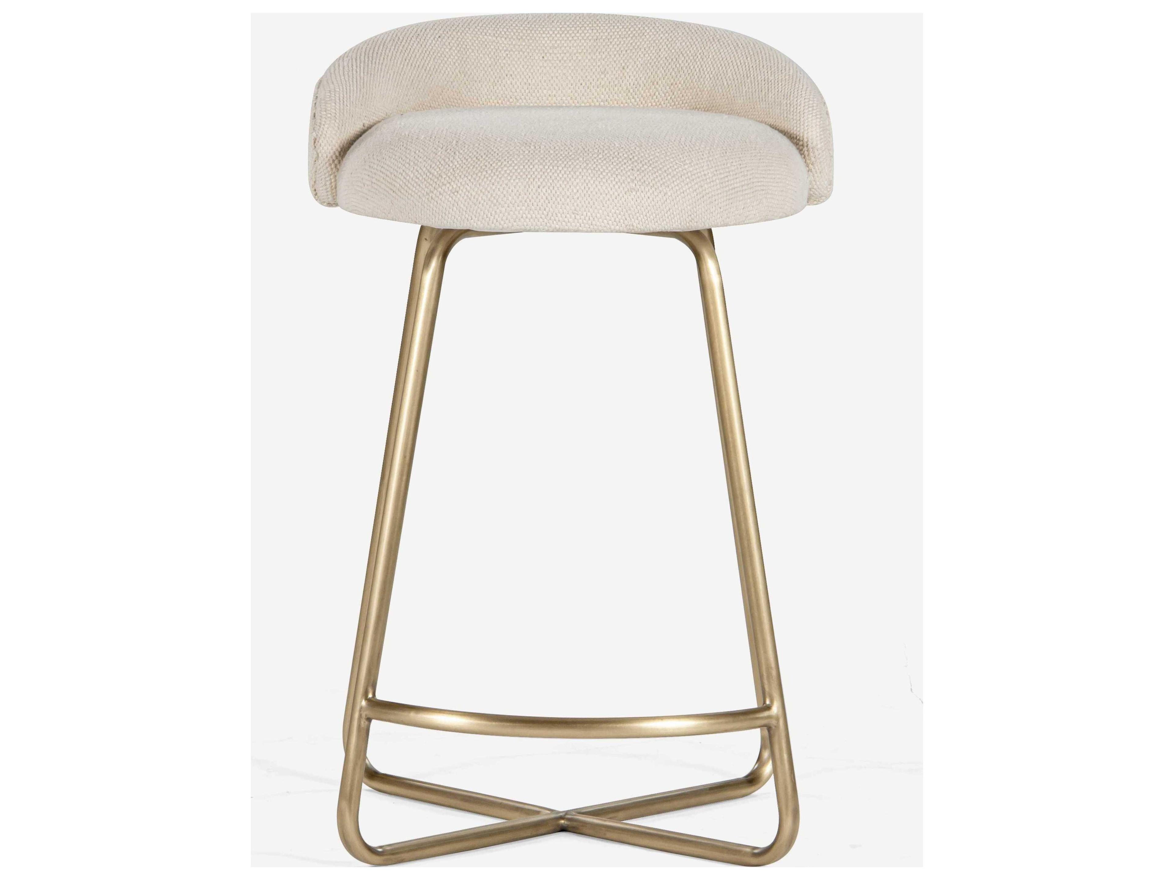 Union Home Clipper Antique Brass Upholstered Counter Stool