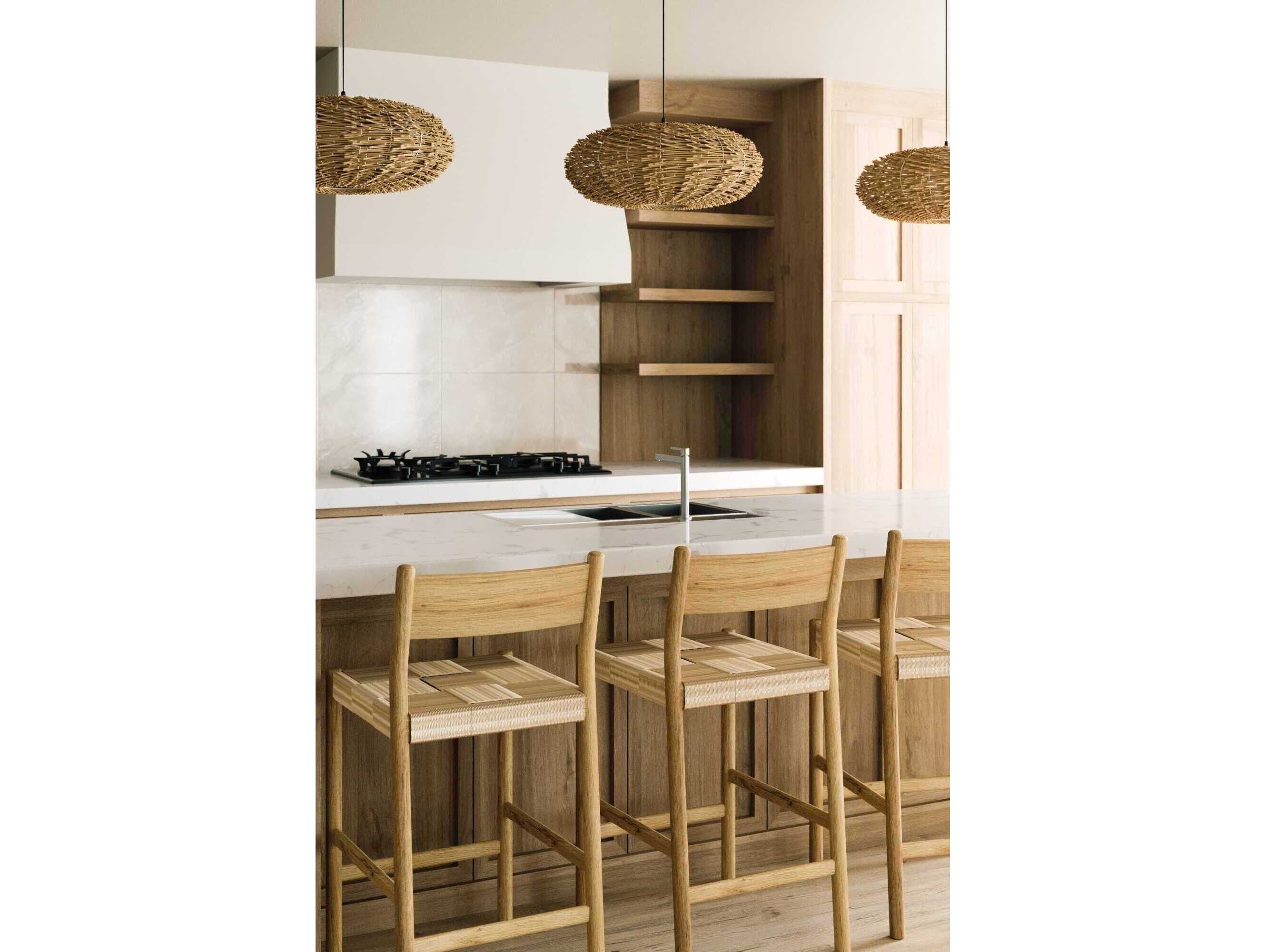 Union Home Asher Natural Oak Wood Counter Stool