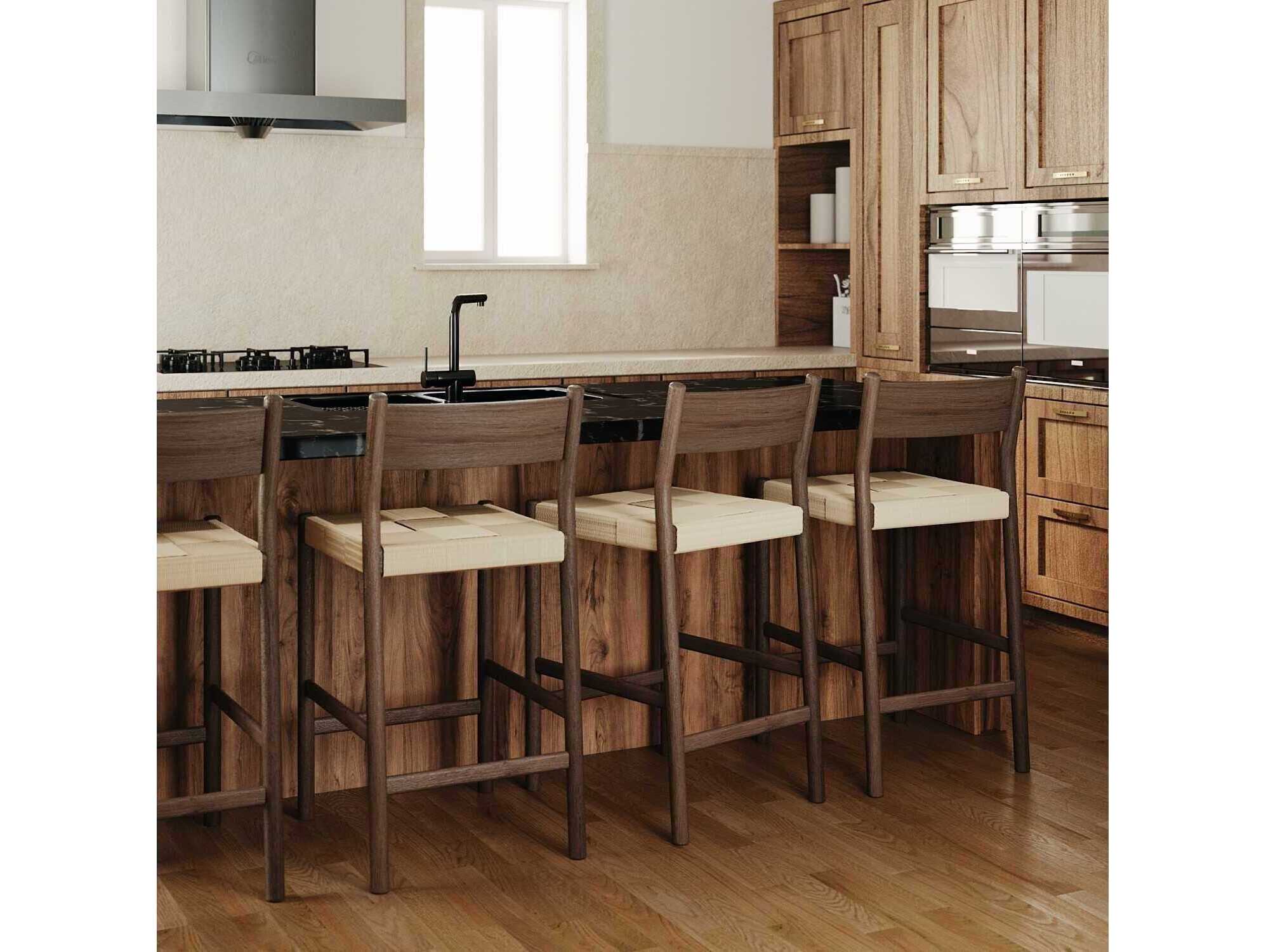 Union Home Asher Walnut Oak Wood Counter Stool