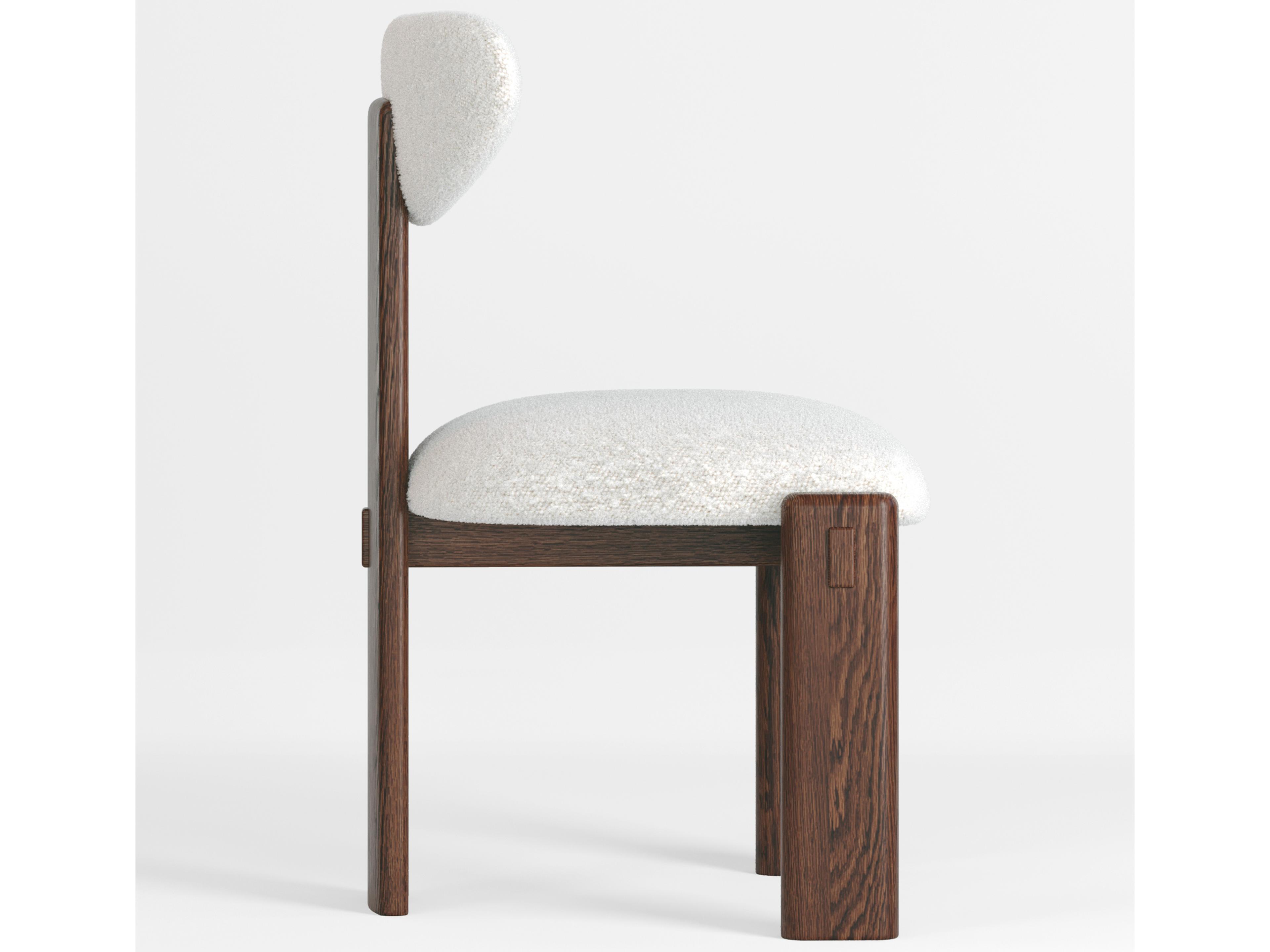 Union Home Elio Oak Wood White Upholstered Armless Dining Chair