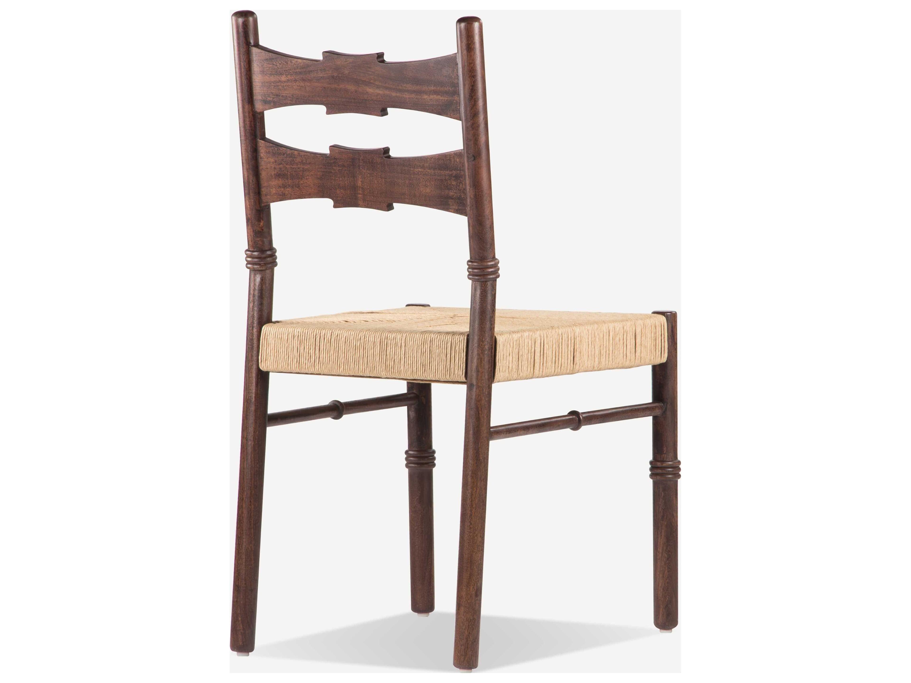 Union Home Ella Acacia Wood Brown Armless Dining Chair