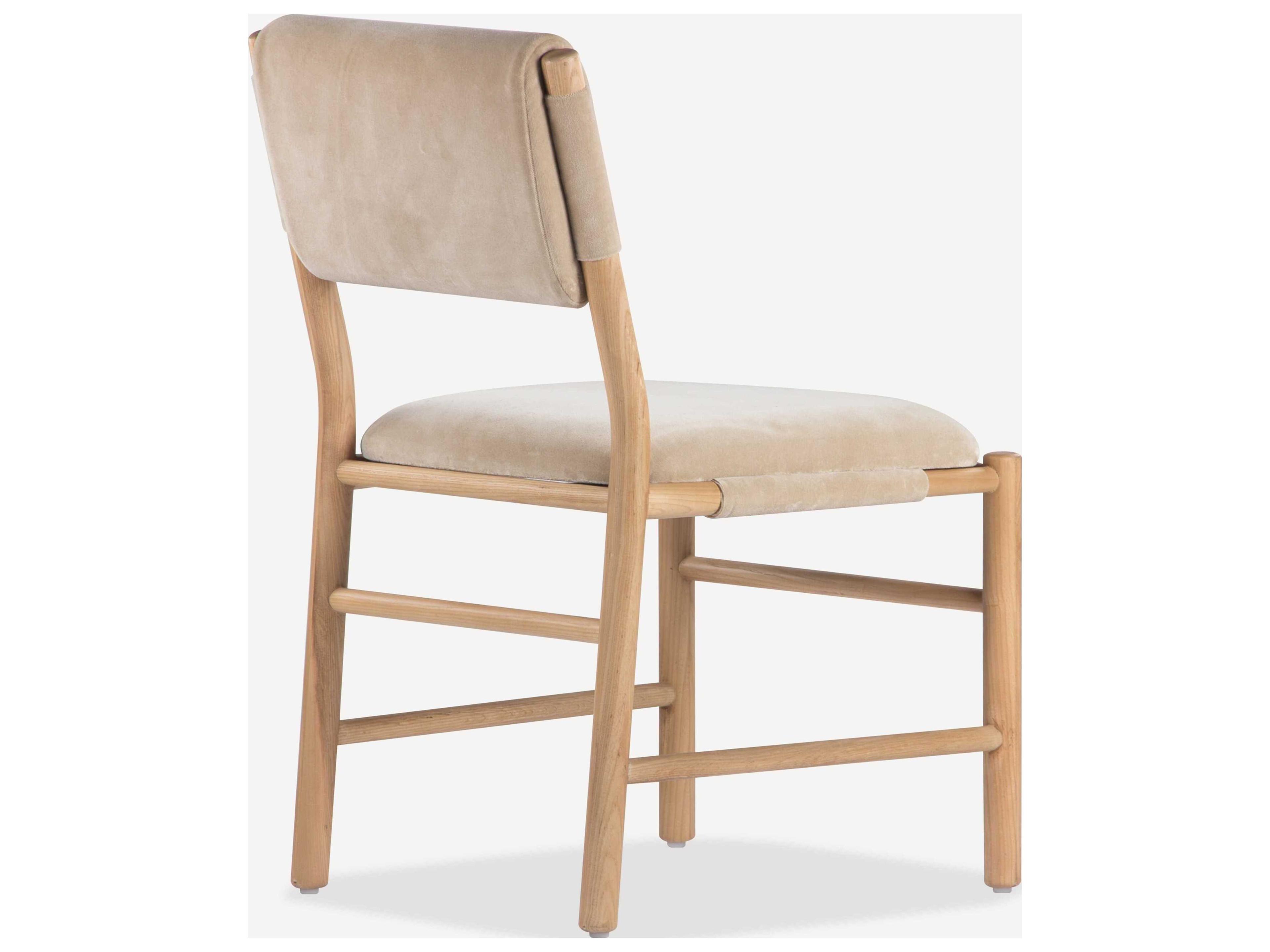 Union Home Piper Ash Wood Natural Velvet Upholstered Armless Dining Chair