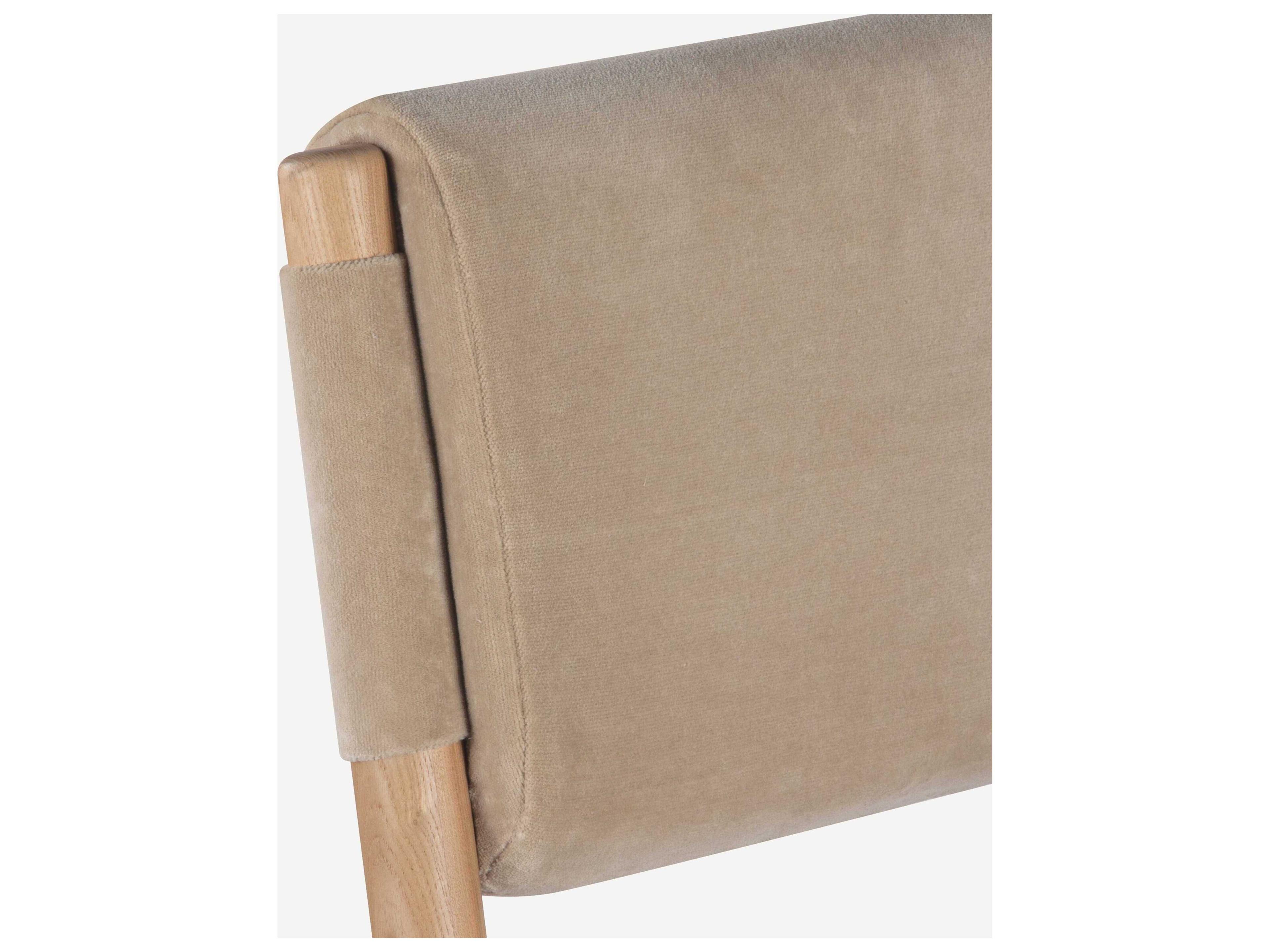 Union Home Piper Ash Wood Natural Velvet Upholstered Armless Dining Chair