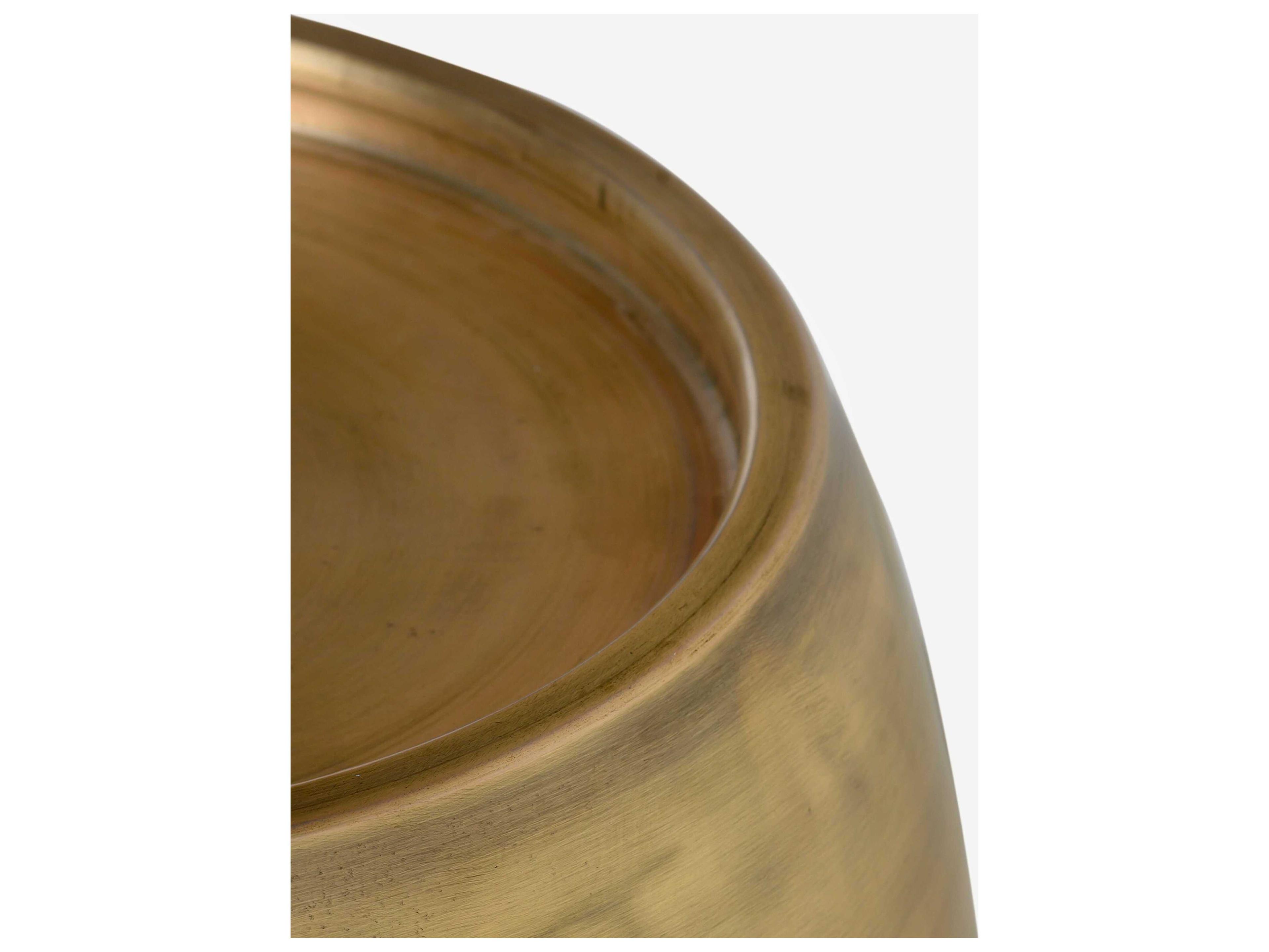 Union Home Pebble Round Metal Antique Brass End Table