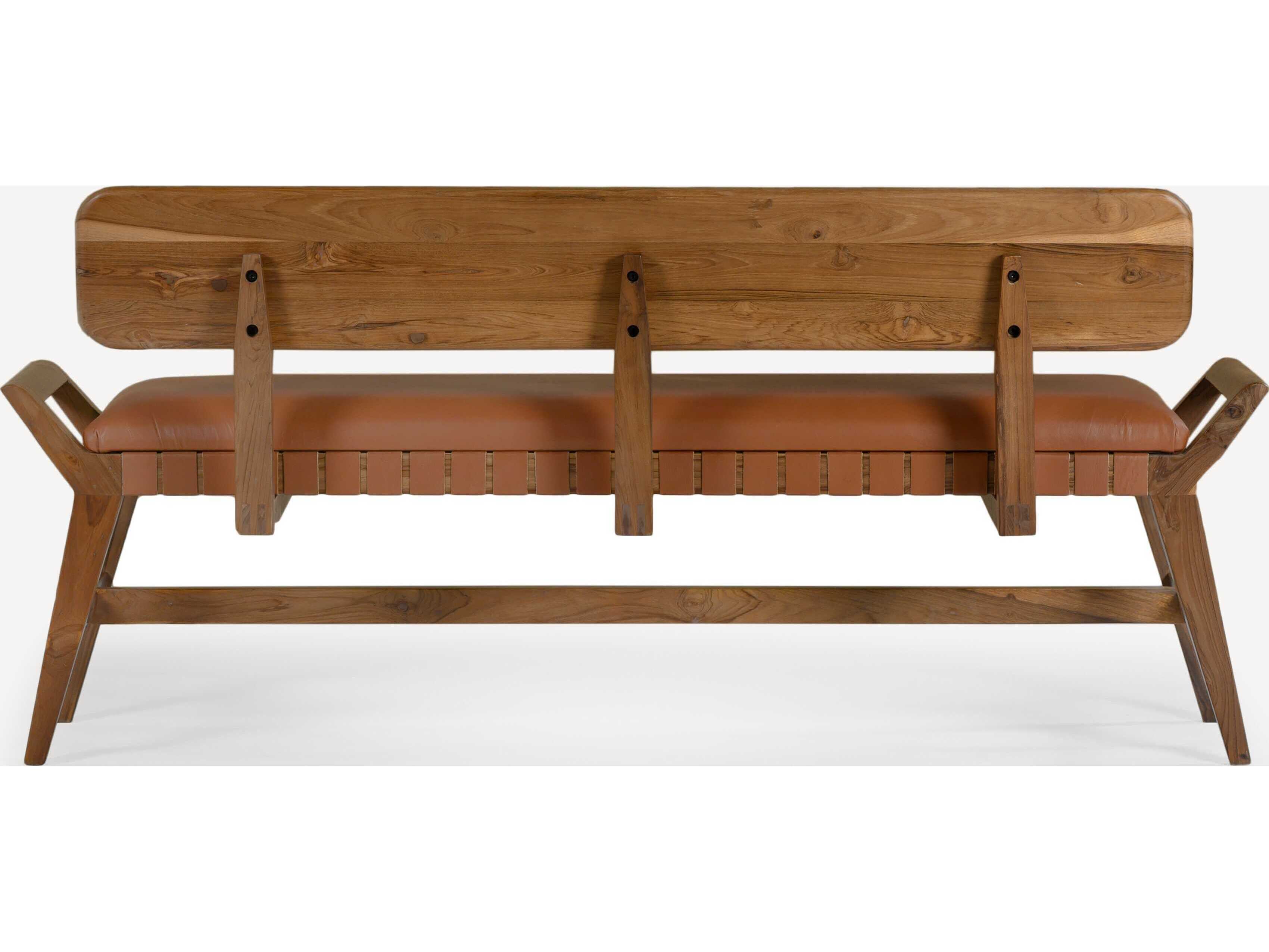 Union Home Robertson Porto Natural Brown Leather Accent Bench