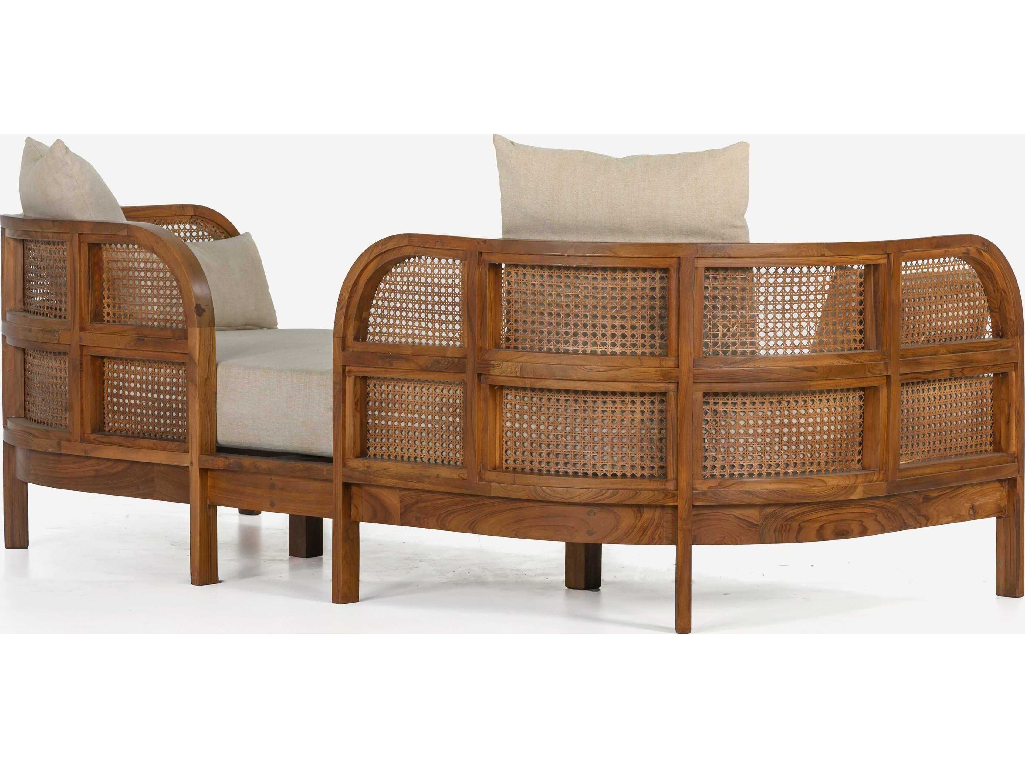 Union Home Nest Porto Natural Brown Teak Wood Daybed