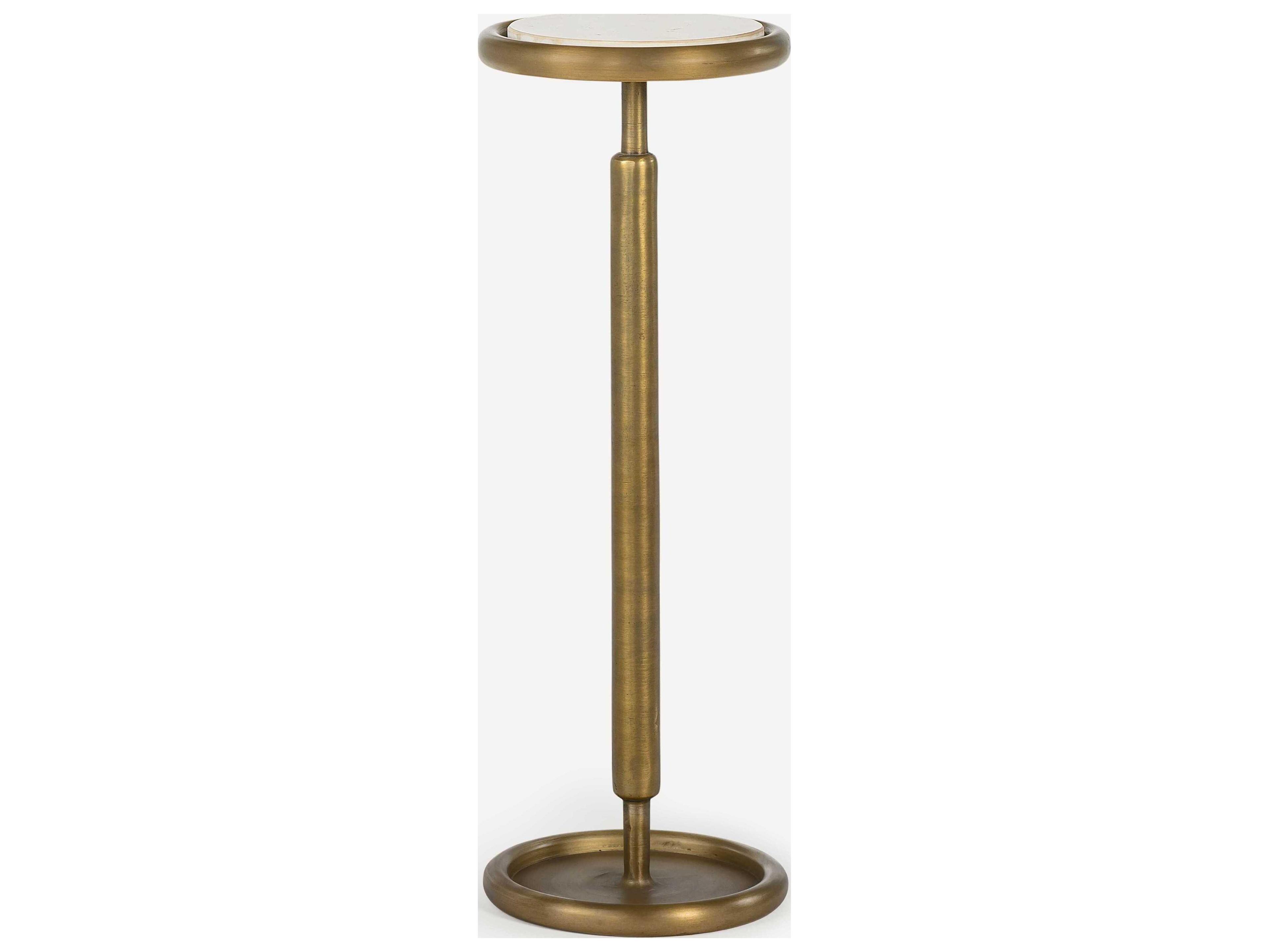 Union Home Ringo Round Marble Antique Brass End Table