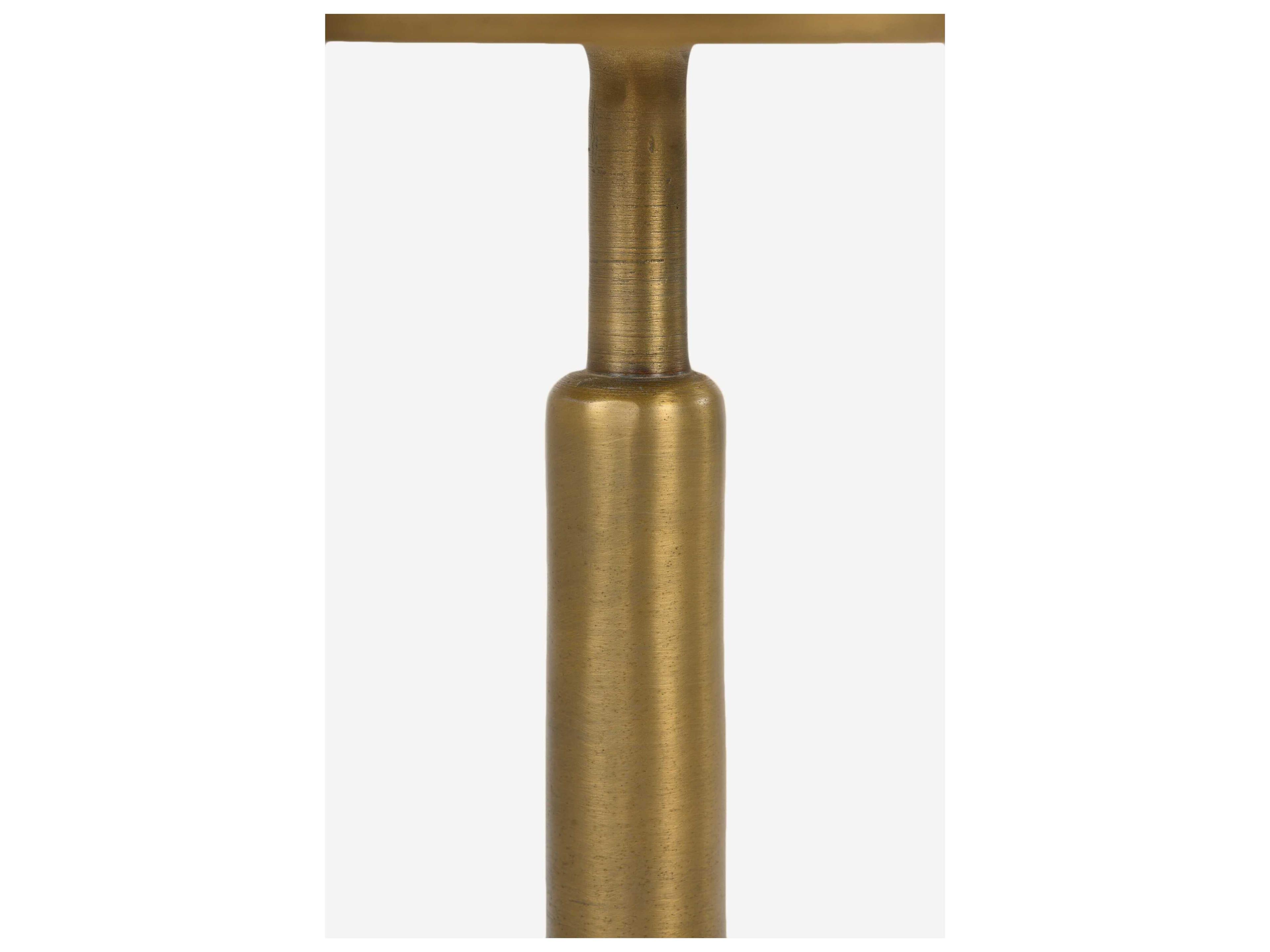 Union Home Ringo Round Marble Antique Brass End Table