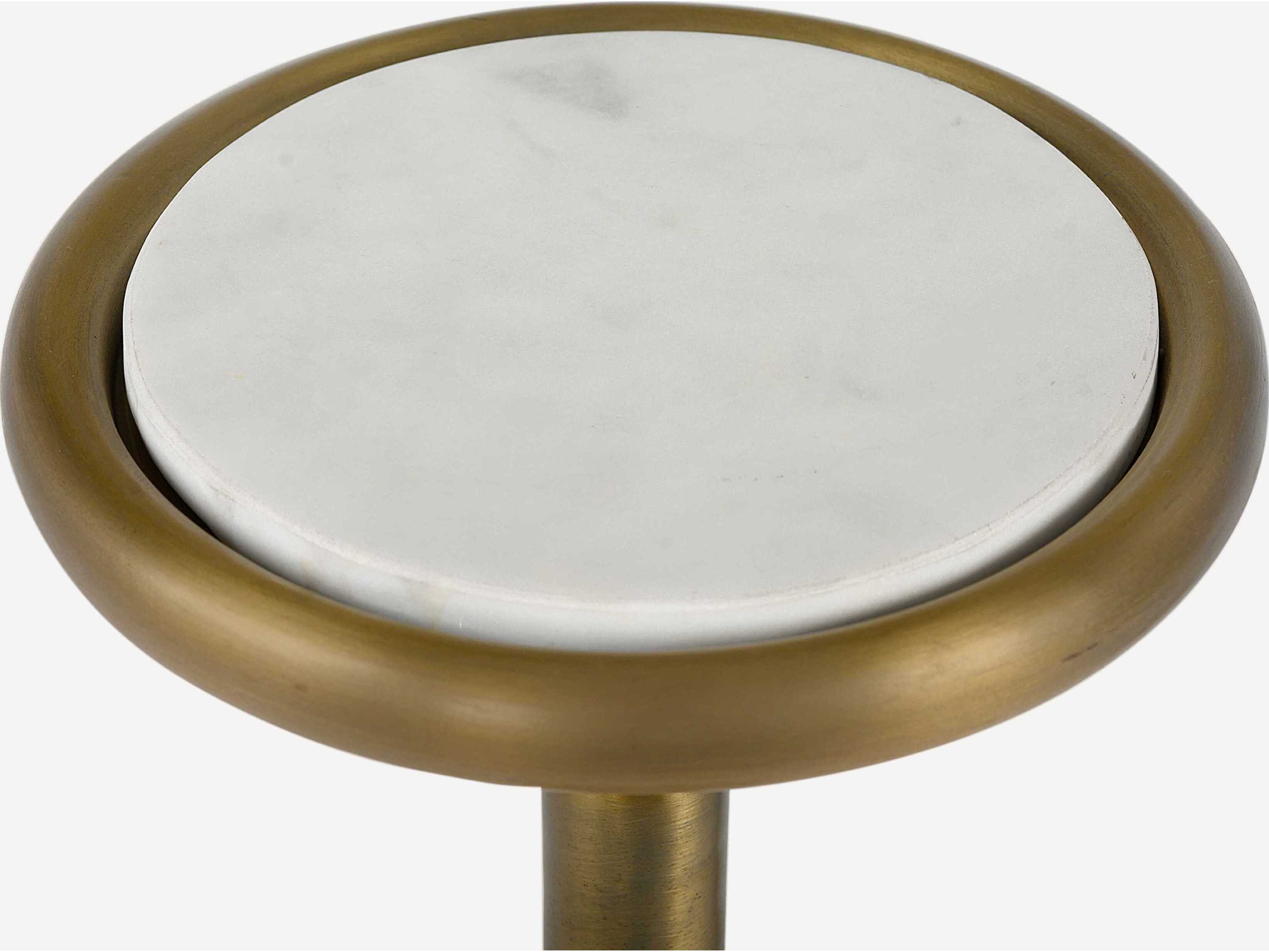 Union Home Ringo Round Marble Antique Brass End Table