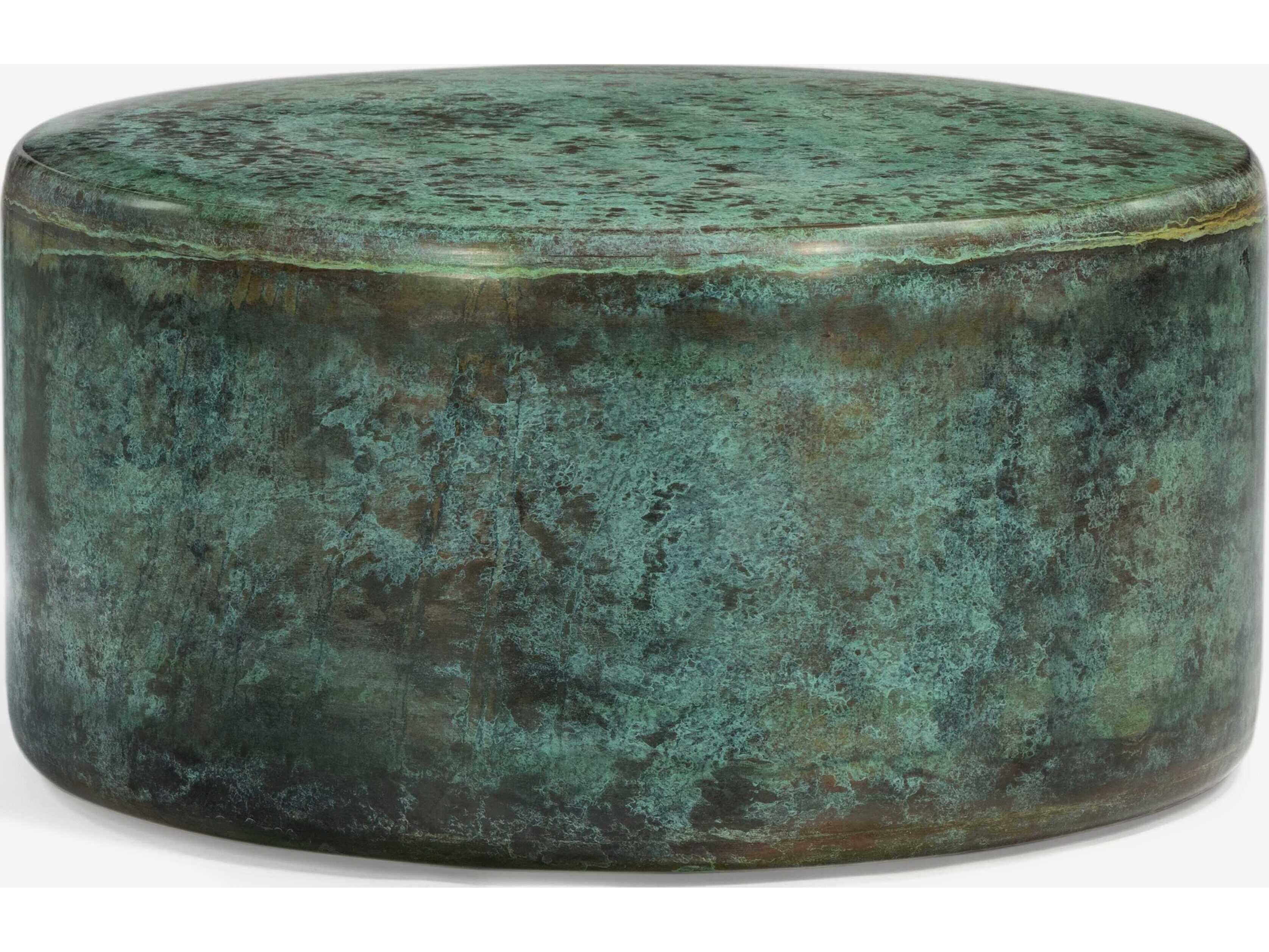 Union Home Moon Round Metal Green Patina Coffee Table