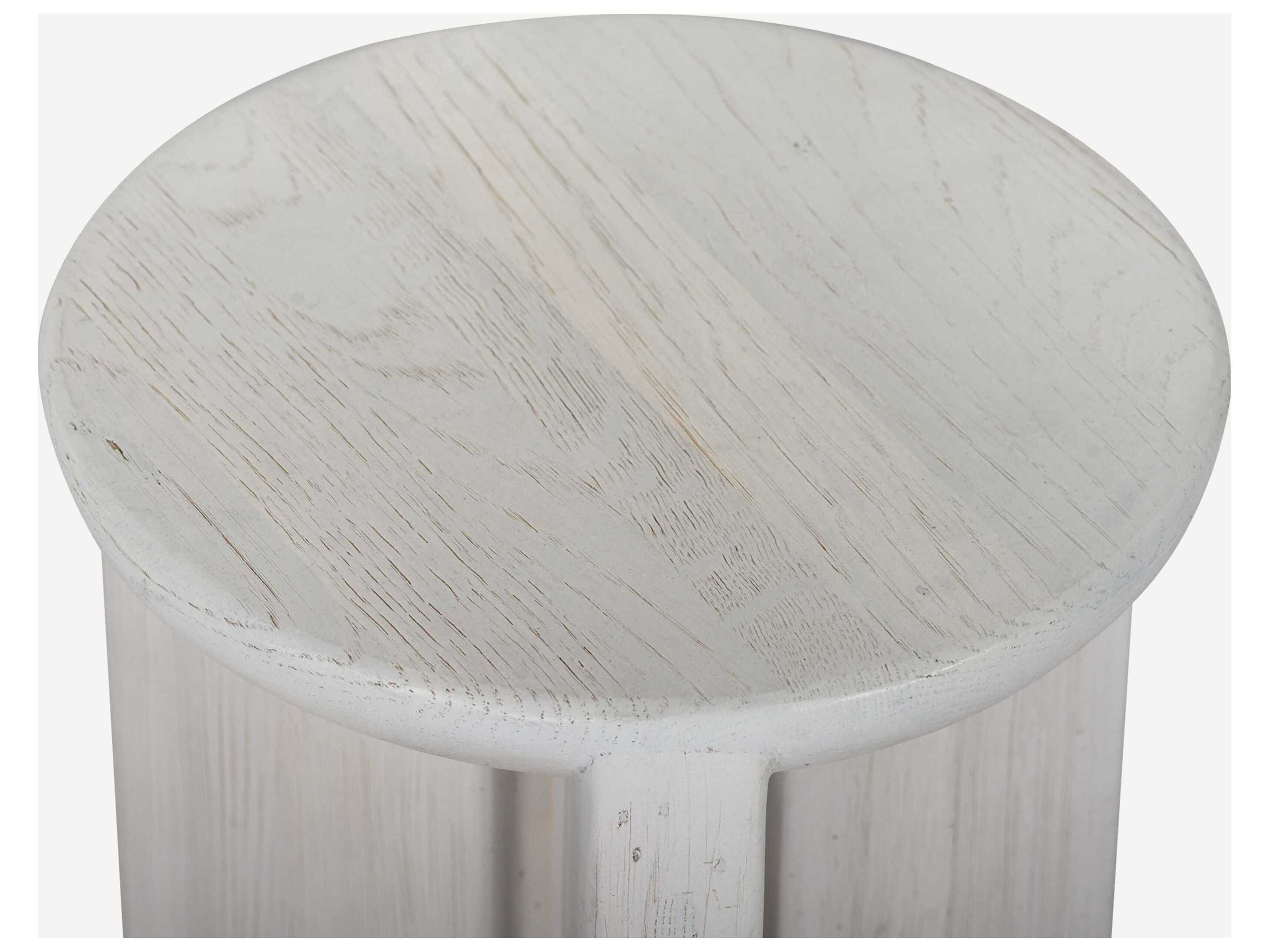 Union Home Hemi Round Wood White Wash End Table