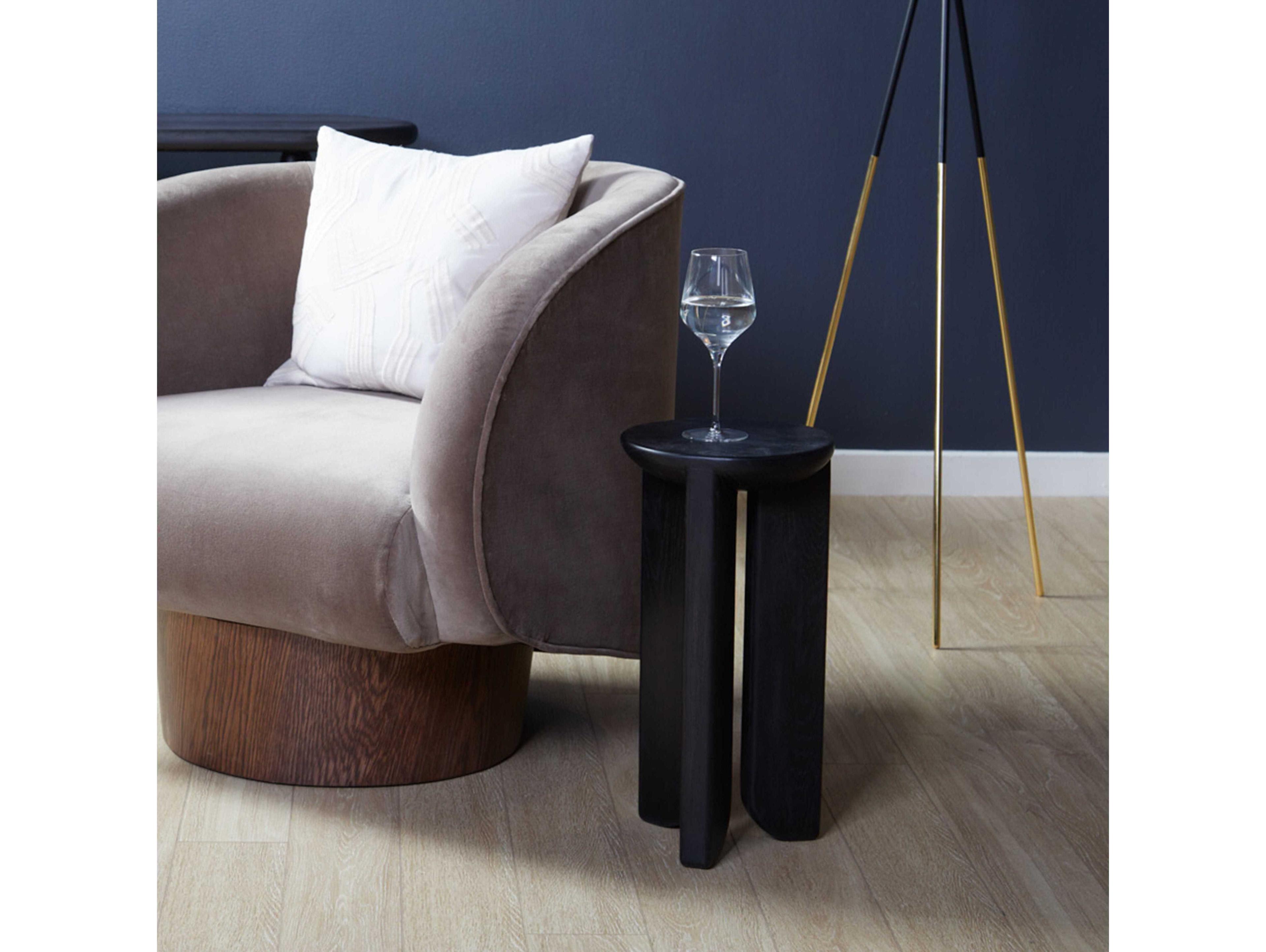 Union Home Hemi Round Wood Charcoal End Table