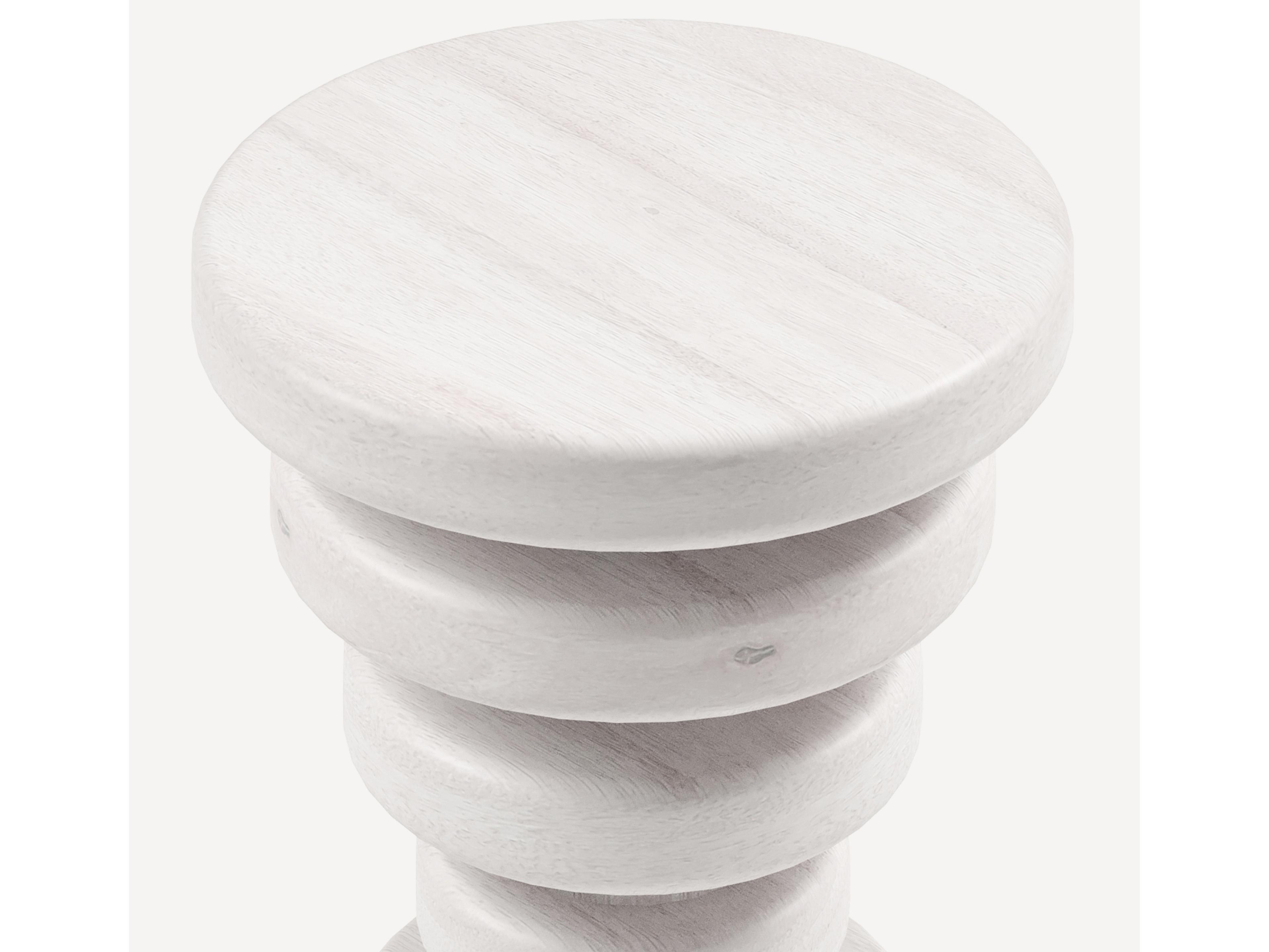 Union Home Strata Round Wood White Wash End Table