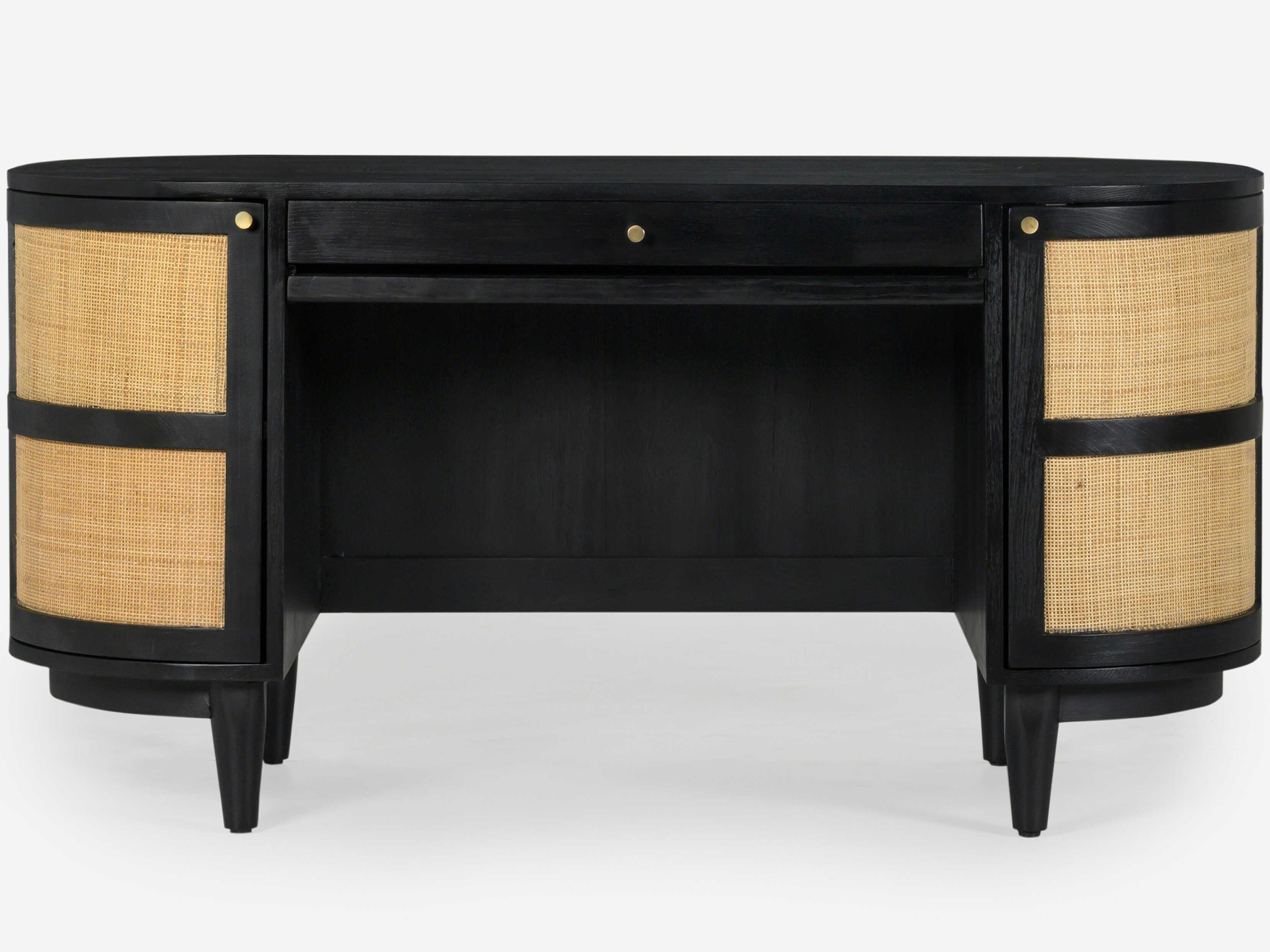 Union Home Canggu Charcoal Black Oak Wood Writing Desk