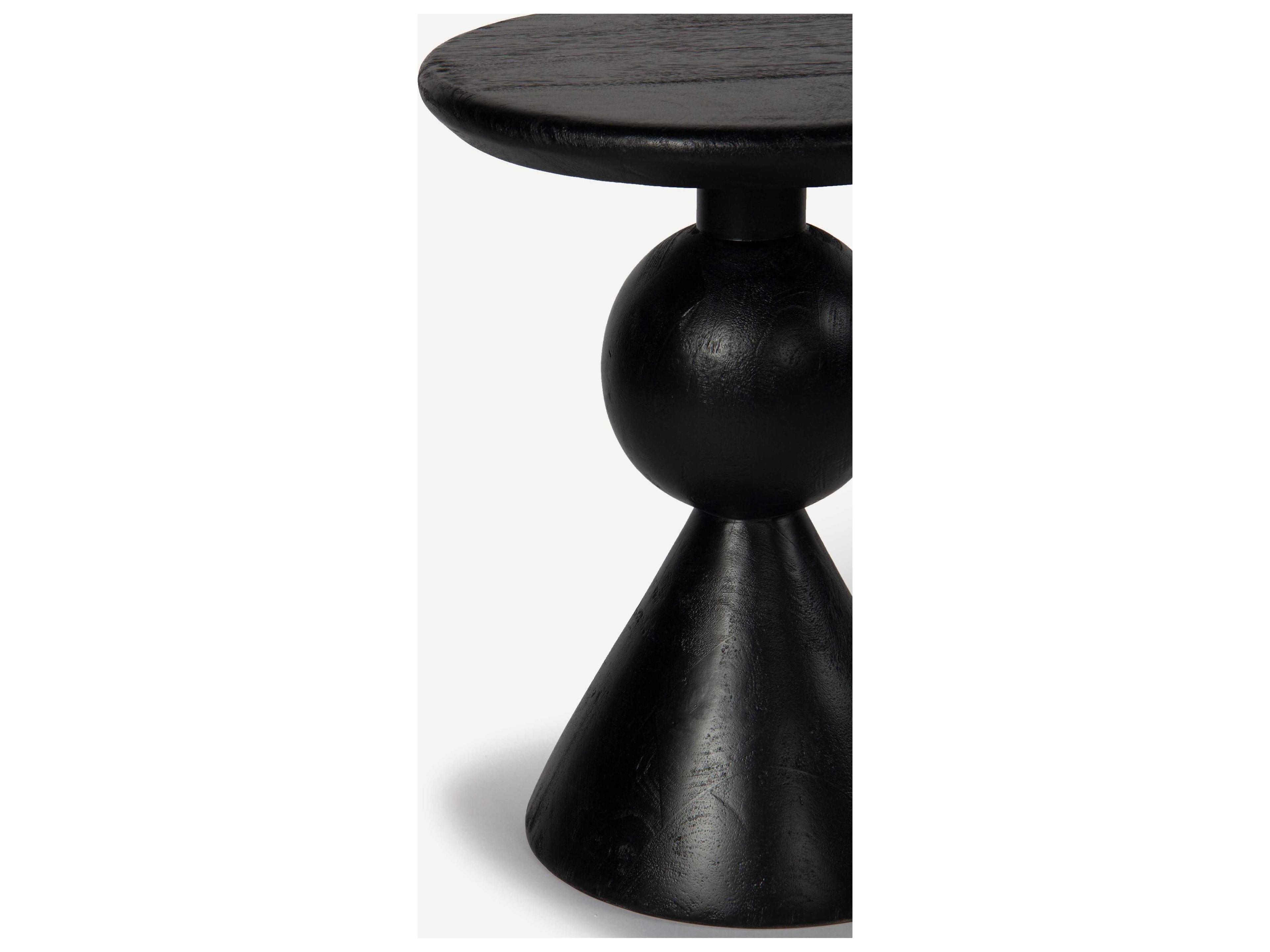 Union Home Kebab Round Wood Charcoal End Table