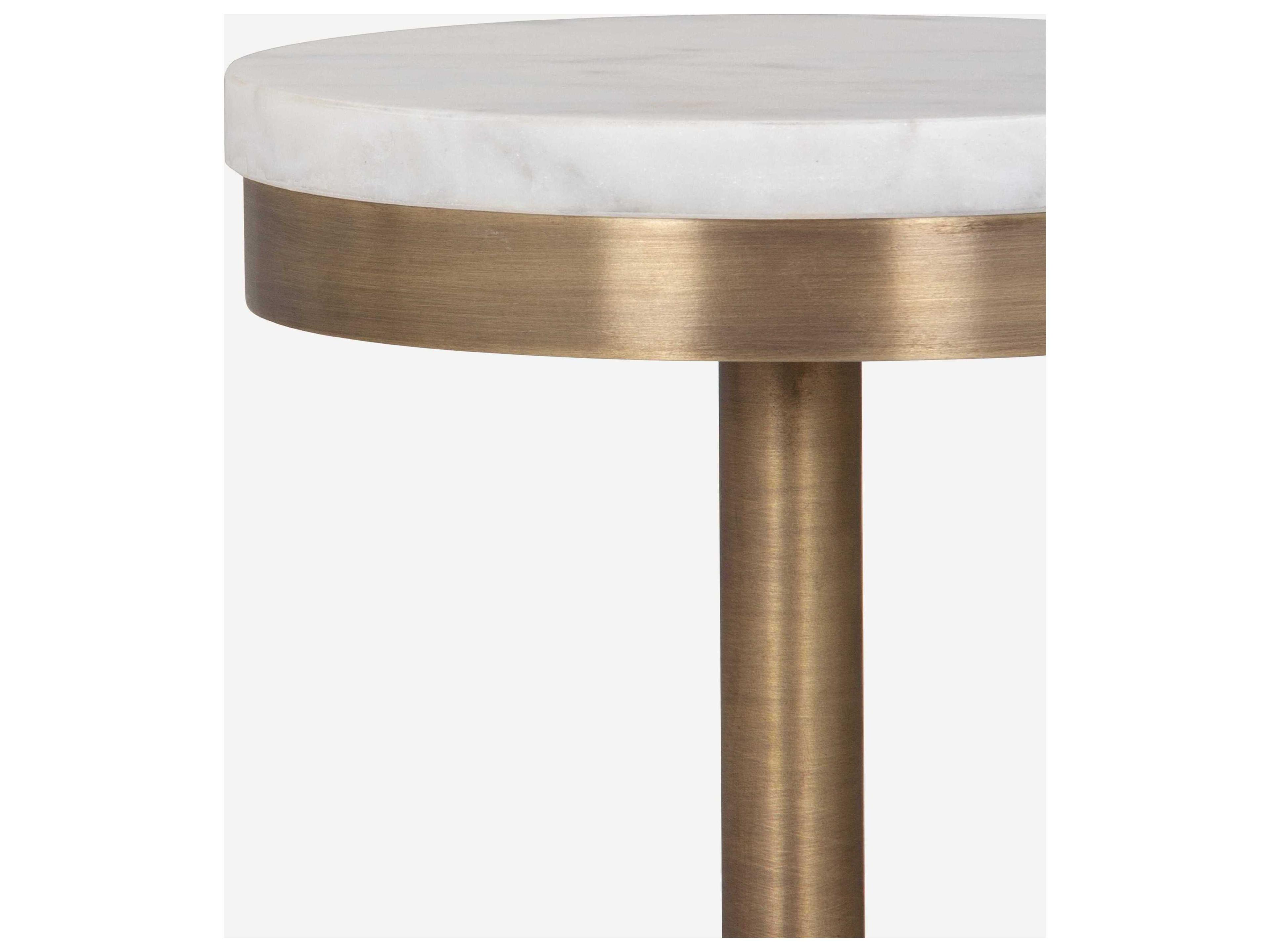 Union Home Shay Round Marble White Antique Brass End Table