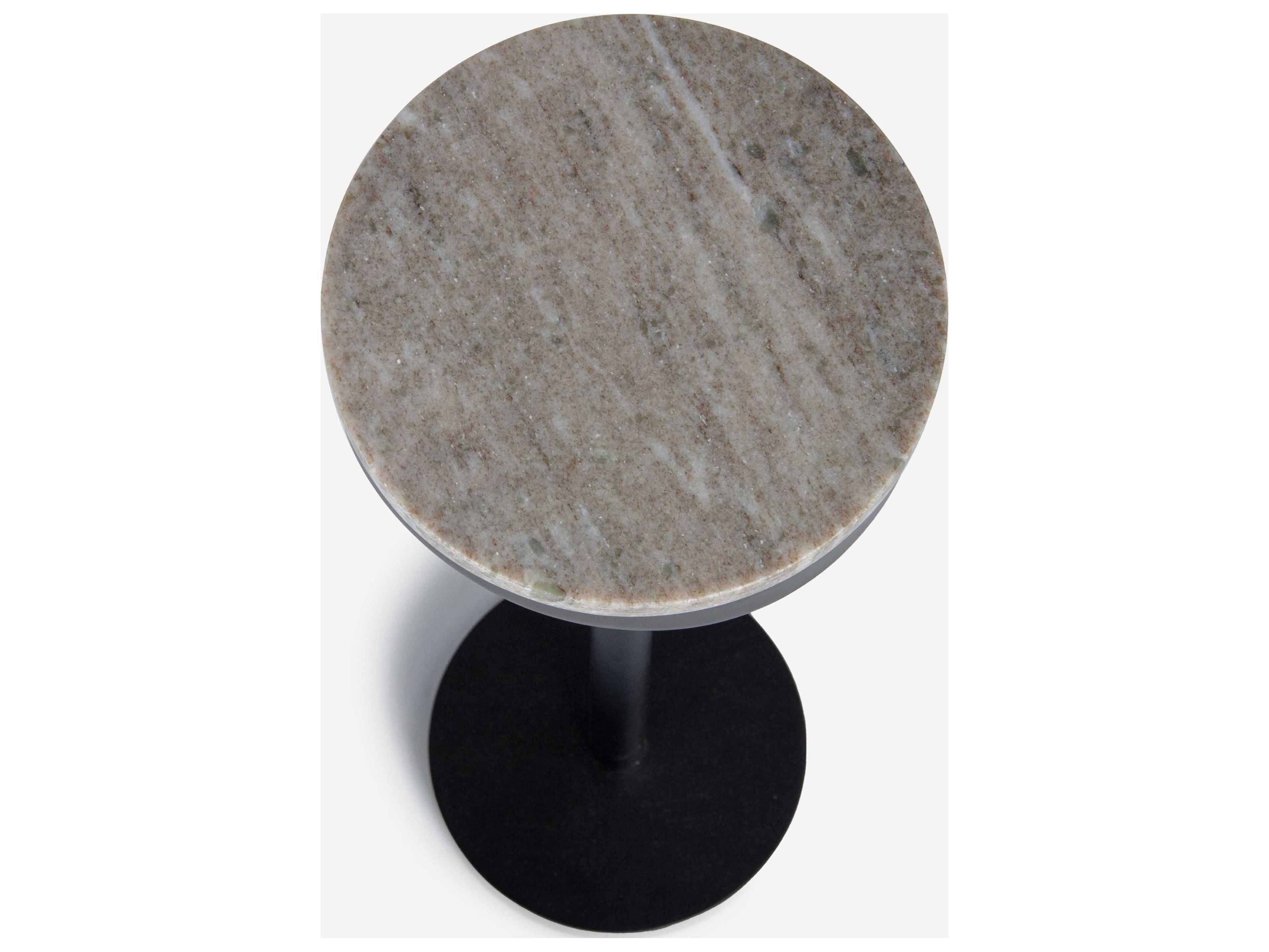 Union Home Shay Round Marble Black Antique Brass End Table
