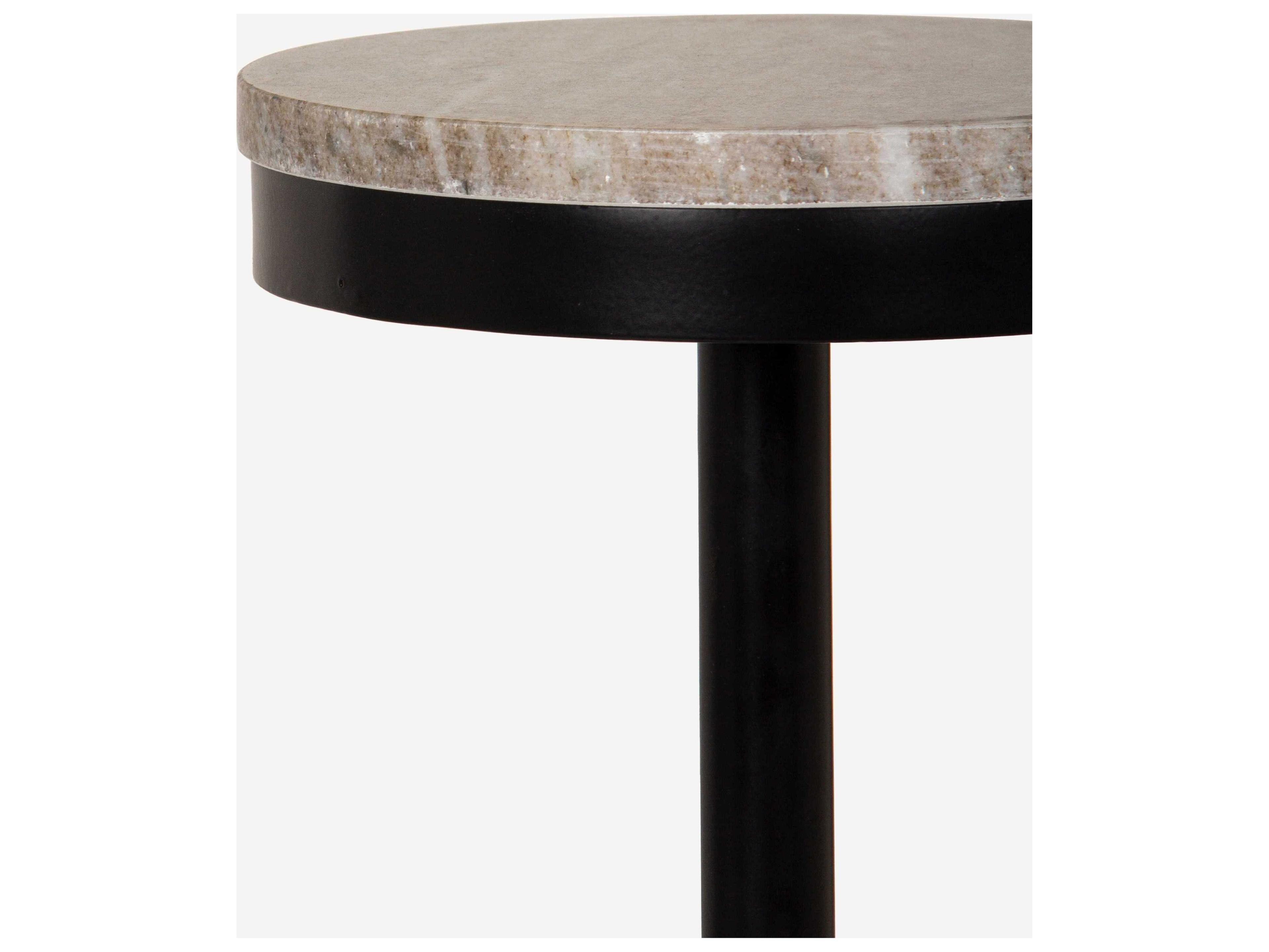 Union Home Shay Round Marble Black Antique Brass End Table
