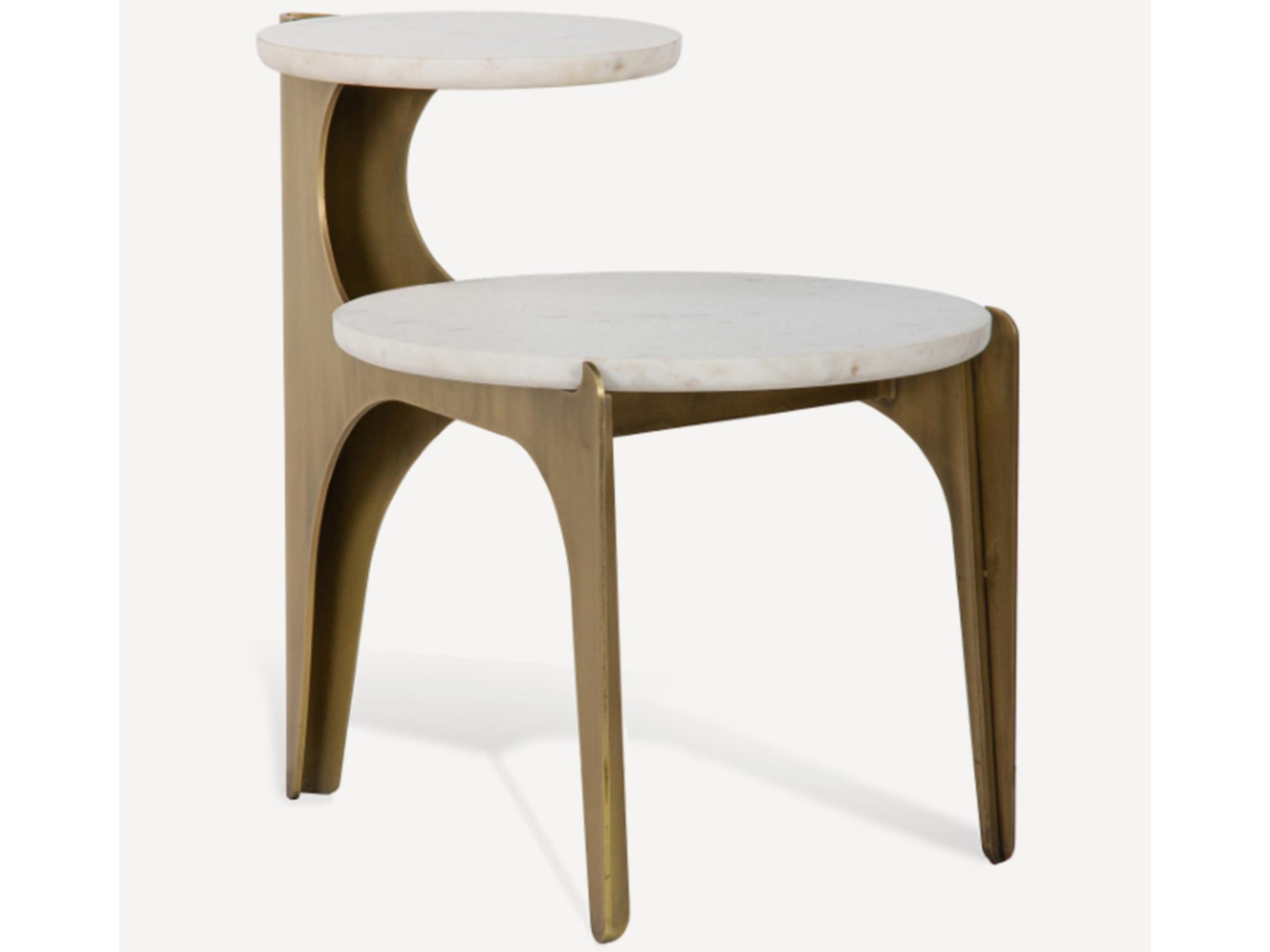 Union Home Toro Oval Marble Antique Brass End Table