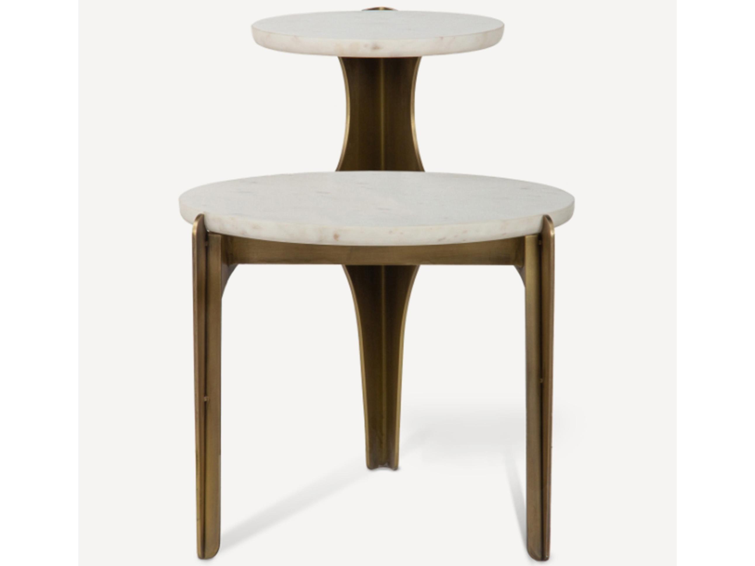 Union Home Toro Oval Marble Antique Brass End Table