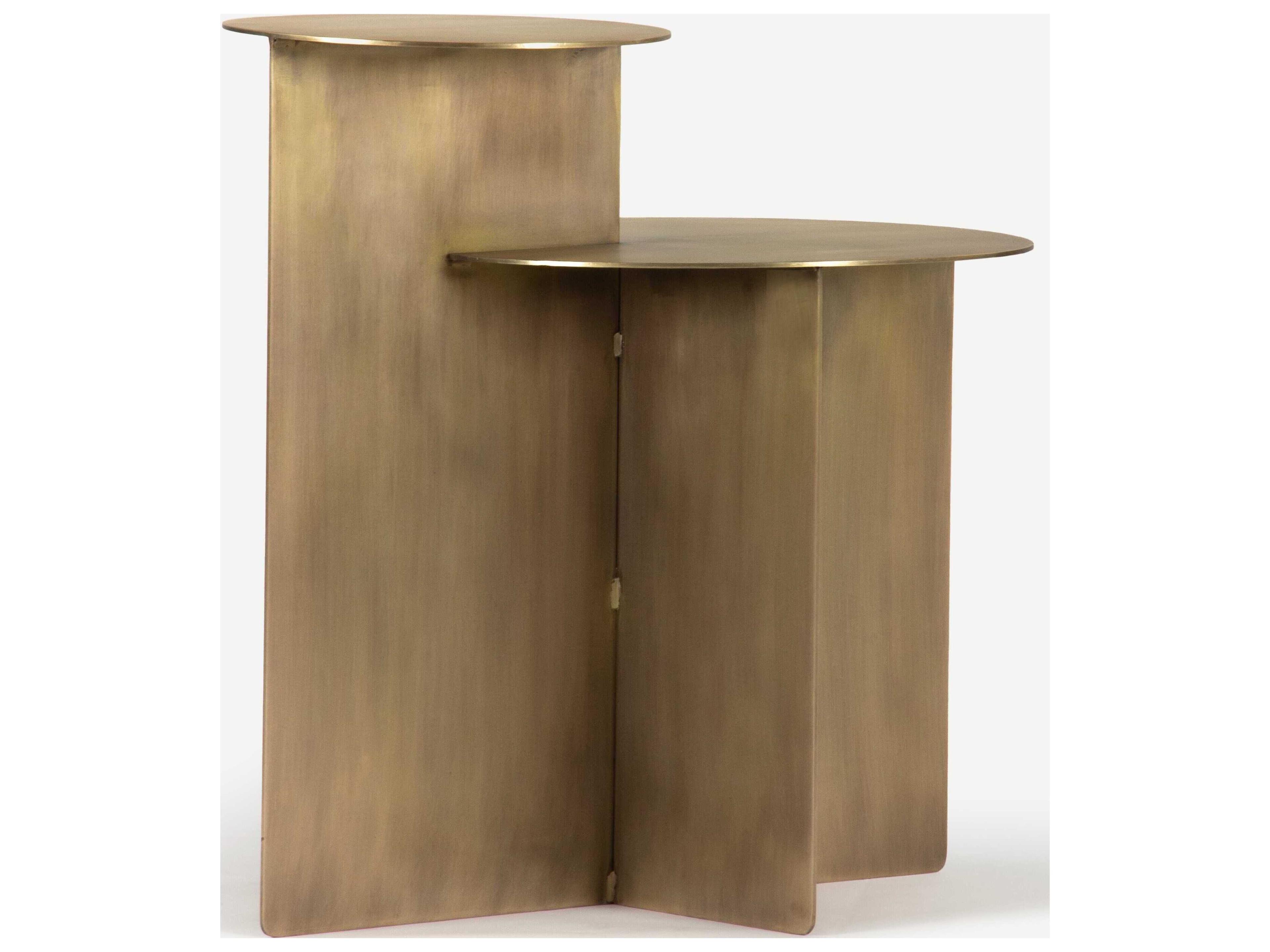 Union Home Eclipse Round Metal Matt Aged Brass End Table