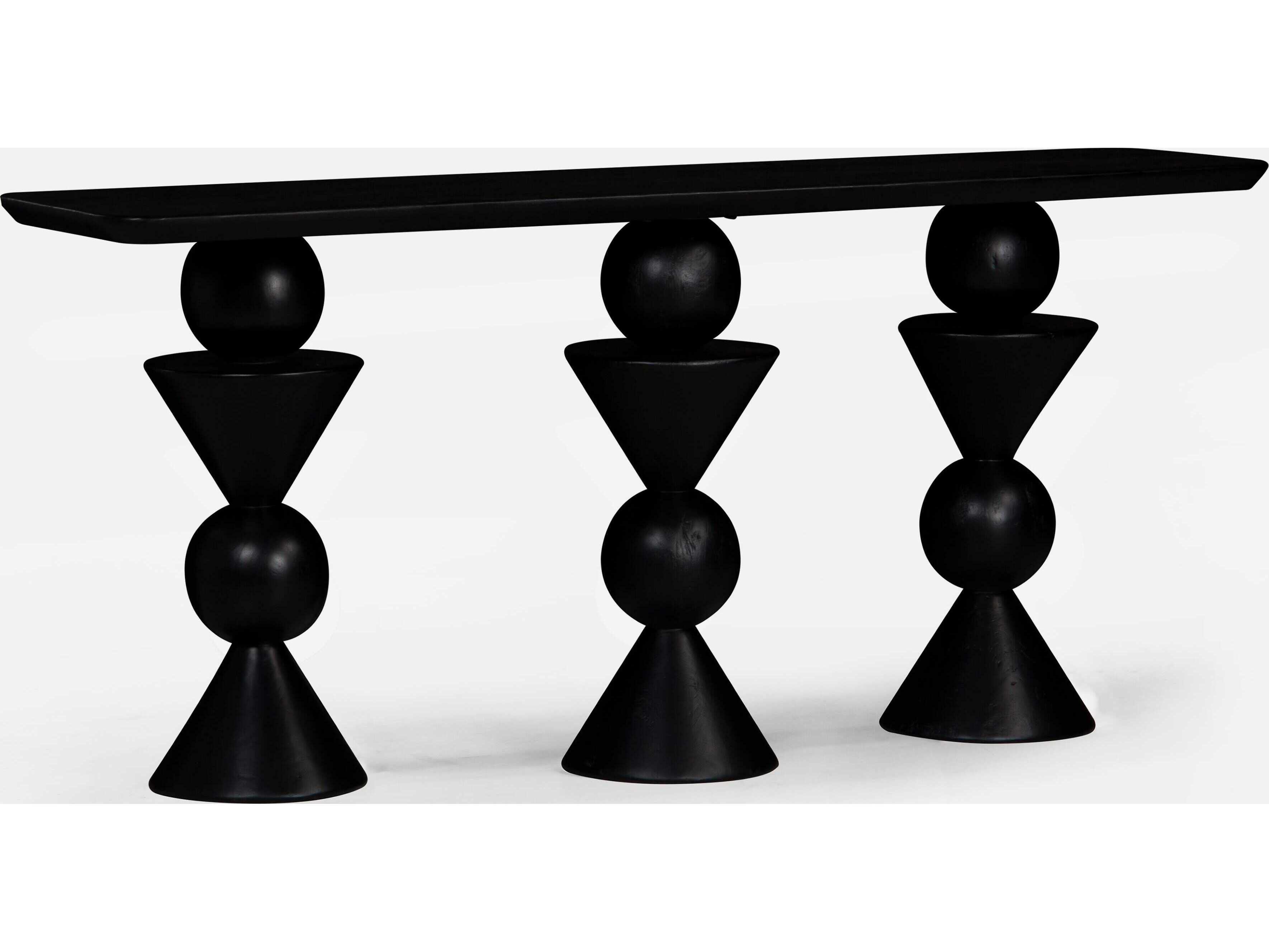 Union Home Kebab Rectangular Wood Charcoal Console Table