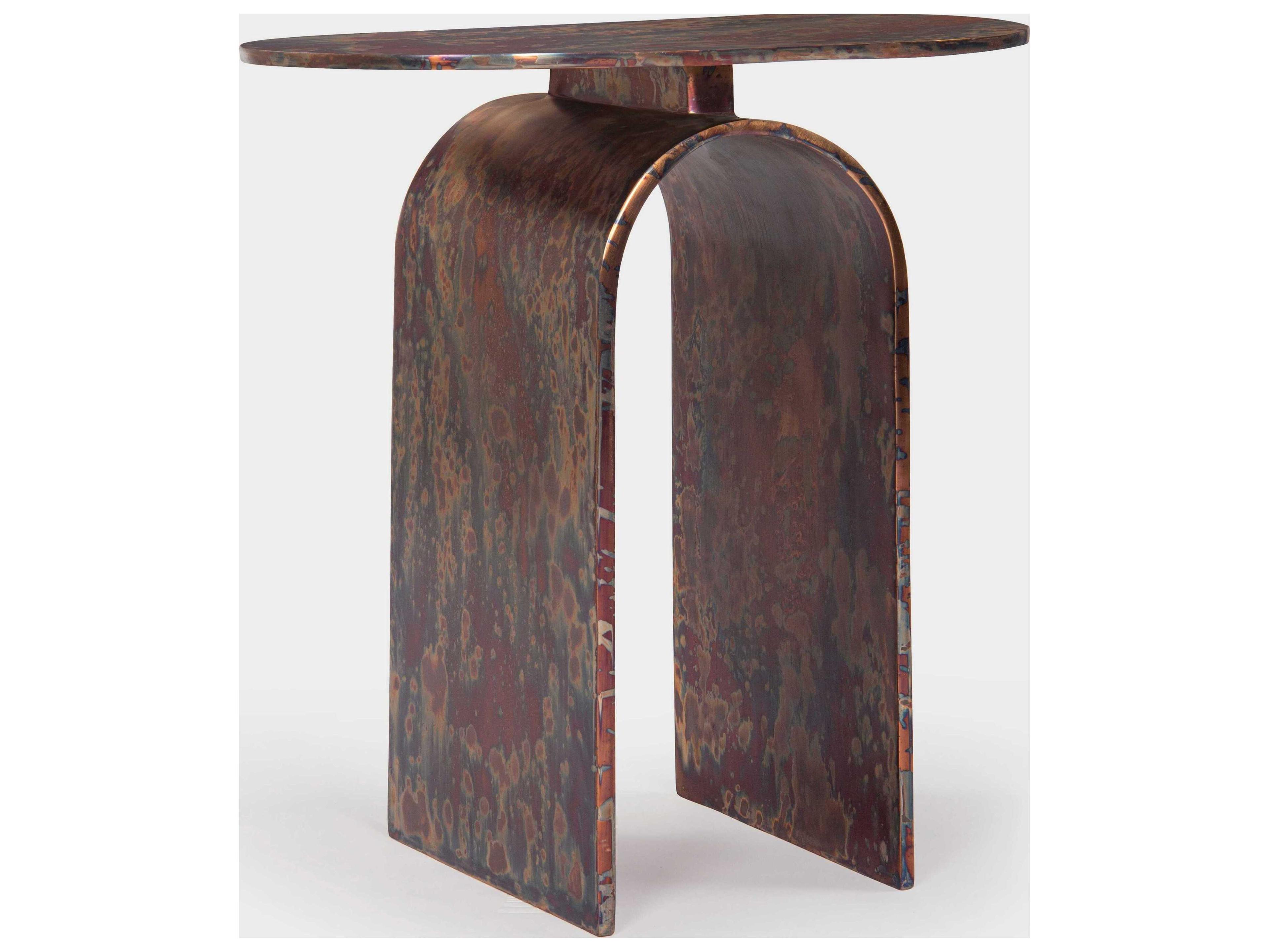 Union Home Vault Oval Metal Oxidized End Table