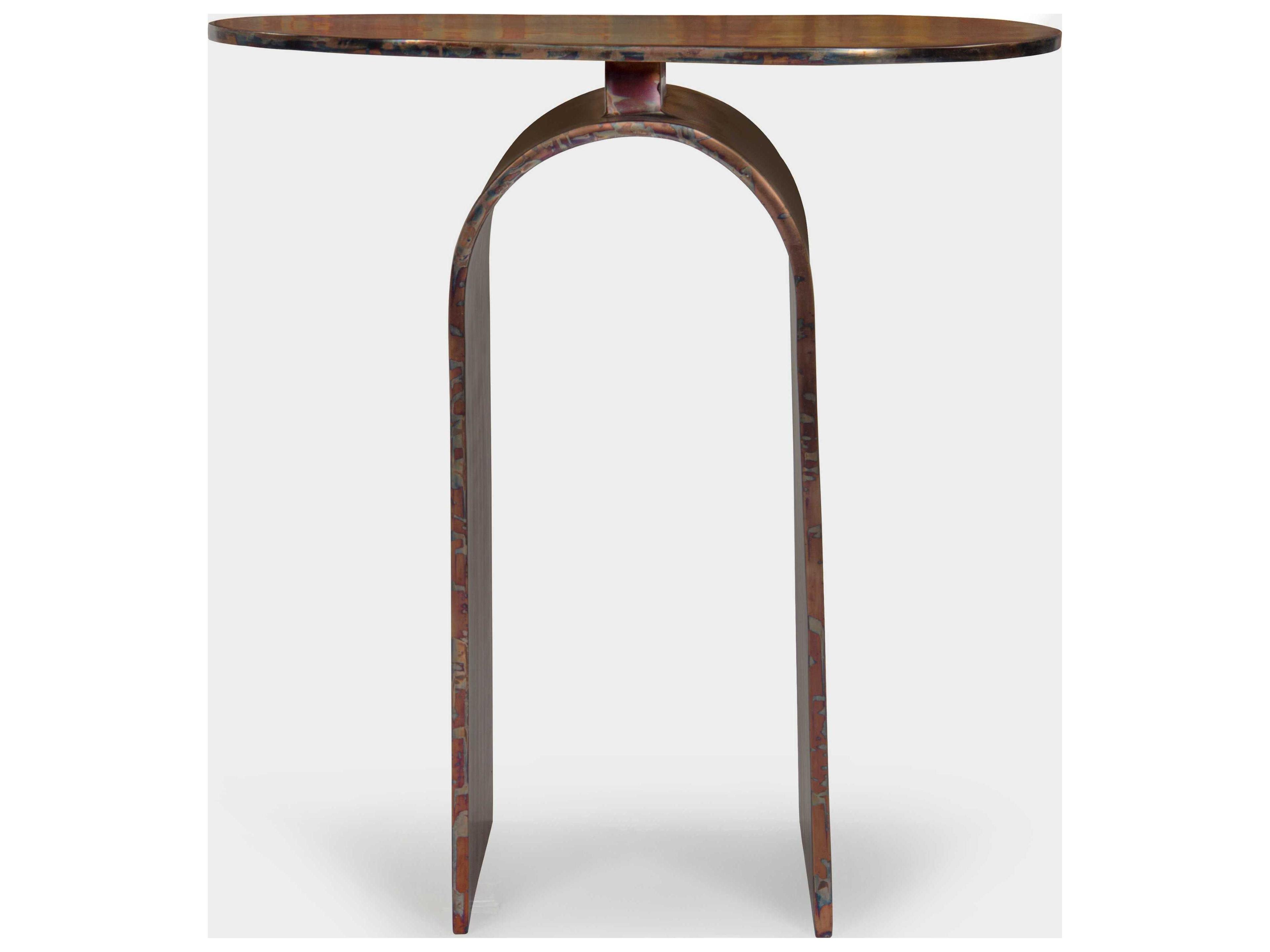 Union Home Vault Oval Metal Oxidized End Table