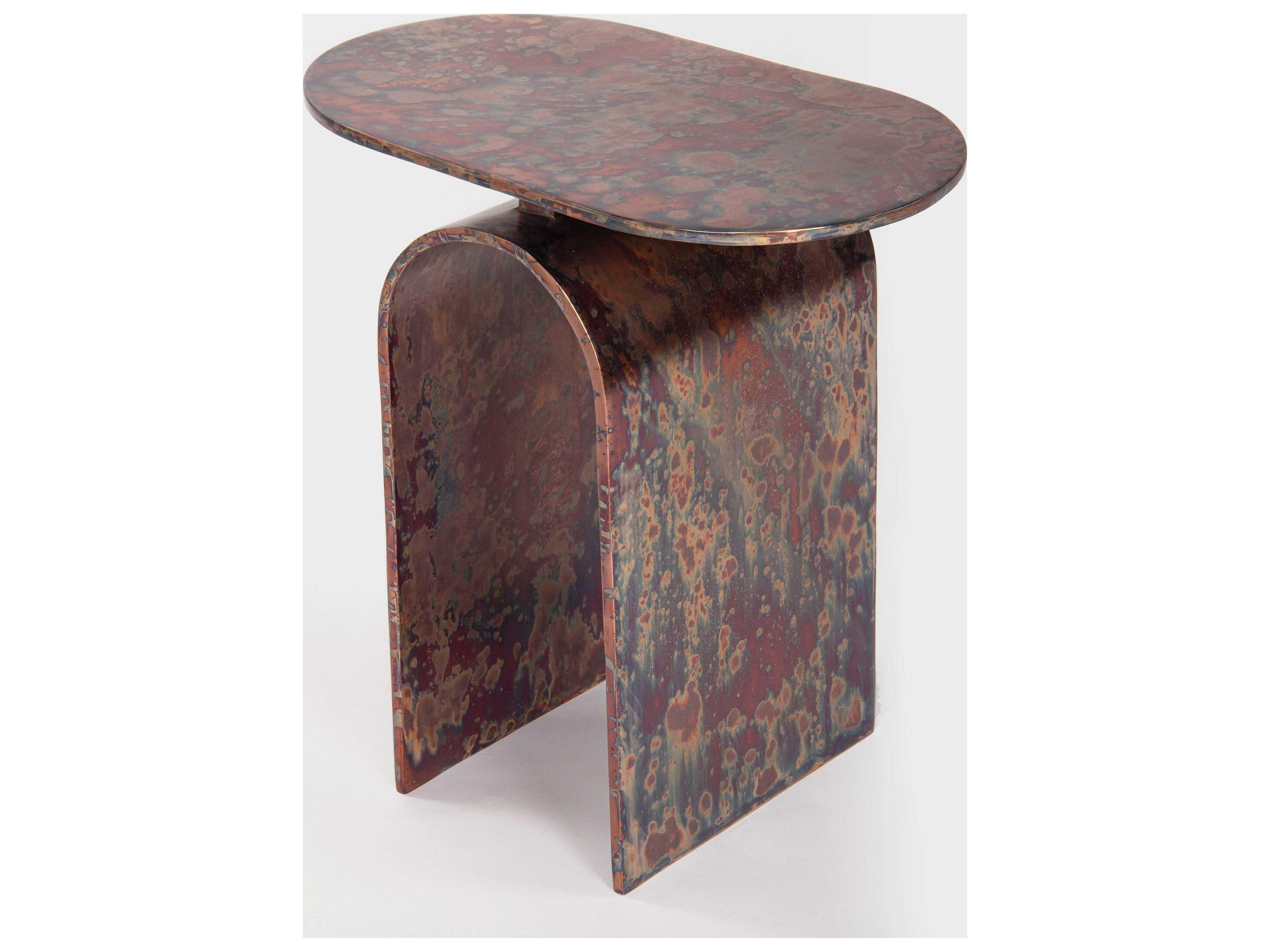 Union Home Vault Oval Metal Oxidized End Table
