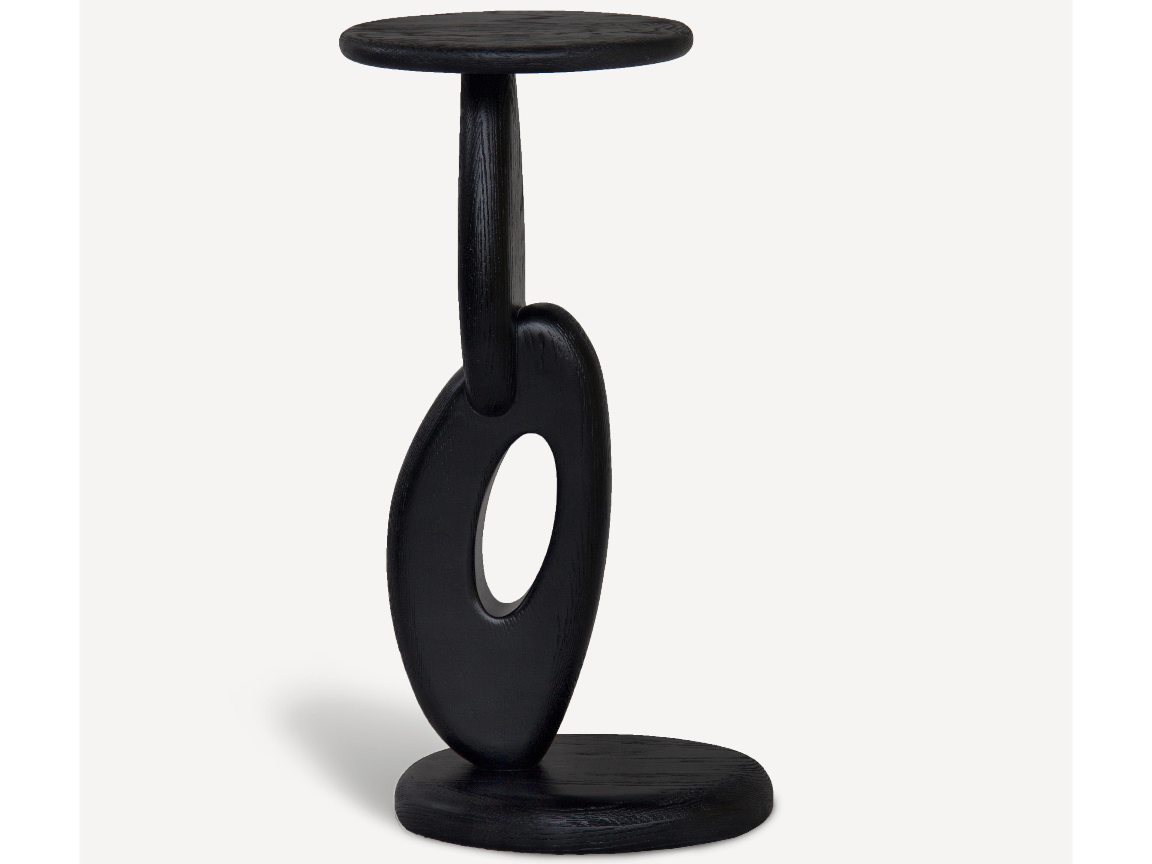 Union Home Totem Oval Wood Charcoal End Table