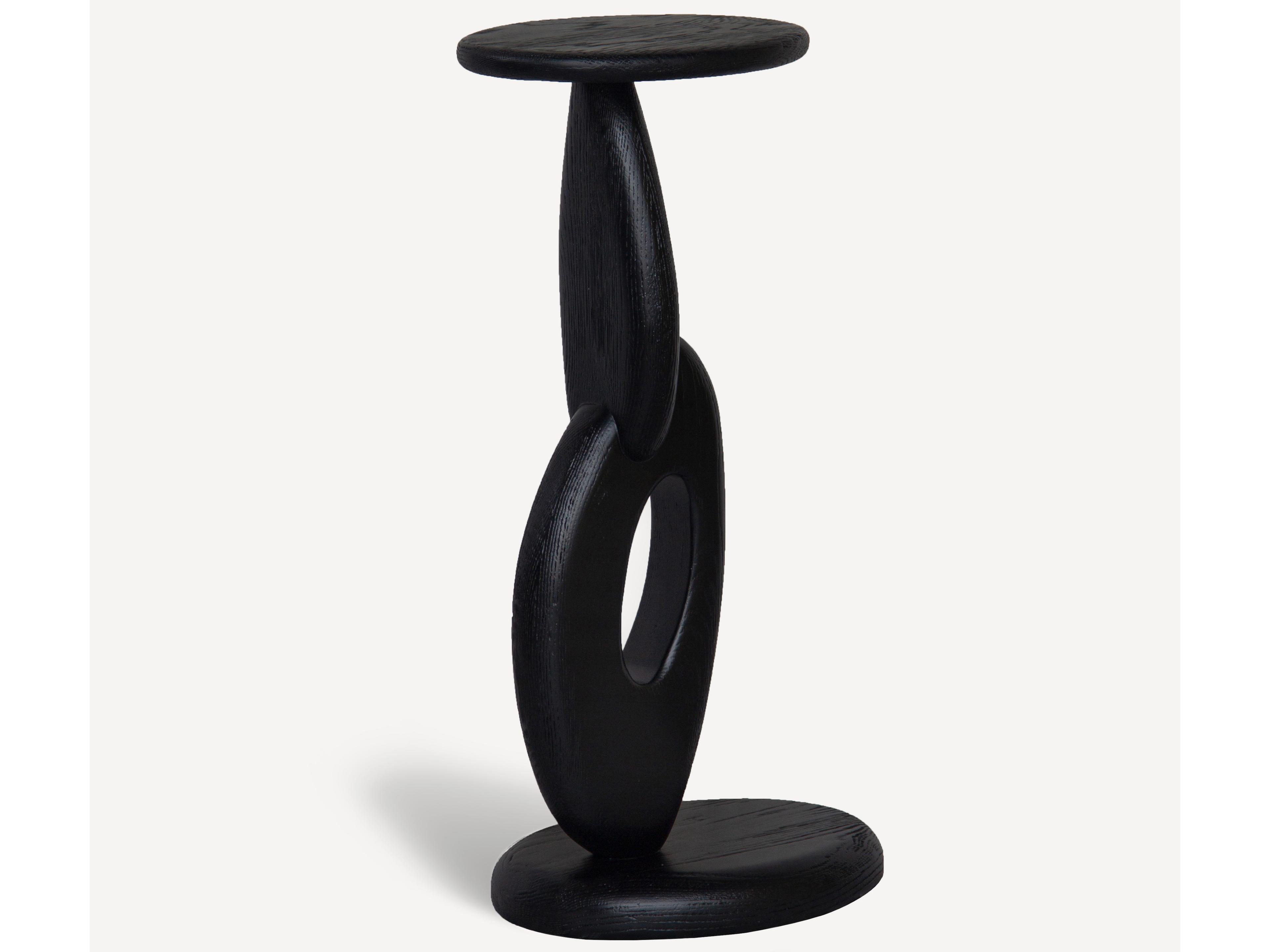 Union Home Totem Oval Wood Charcoal End Table