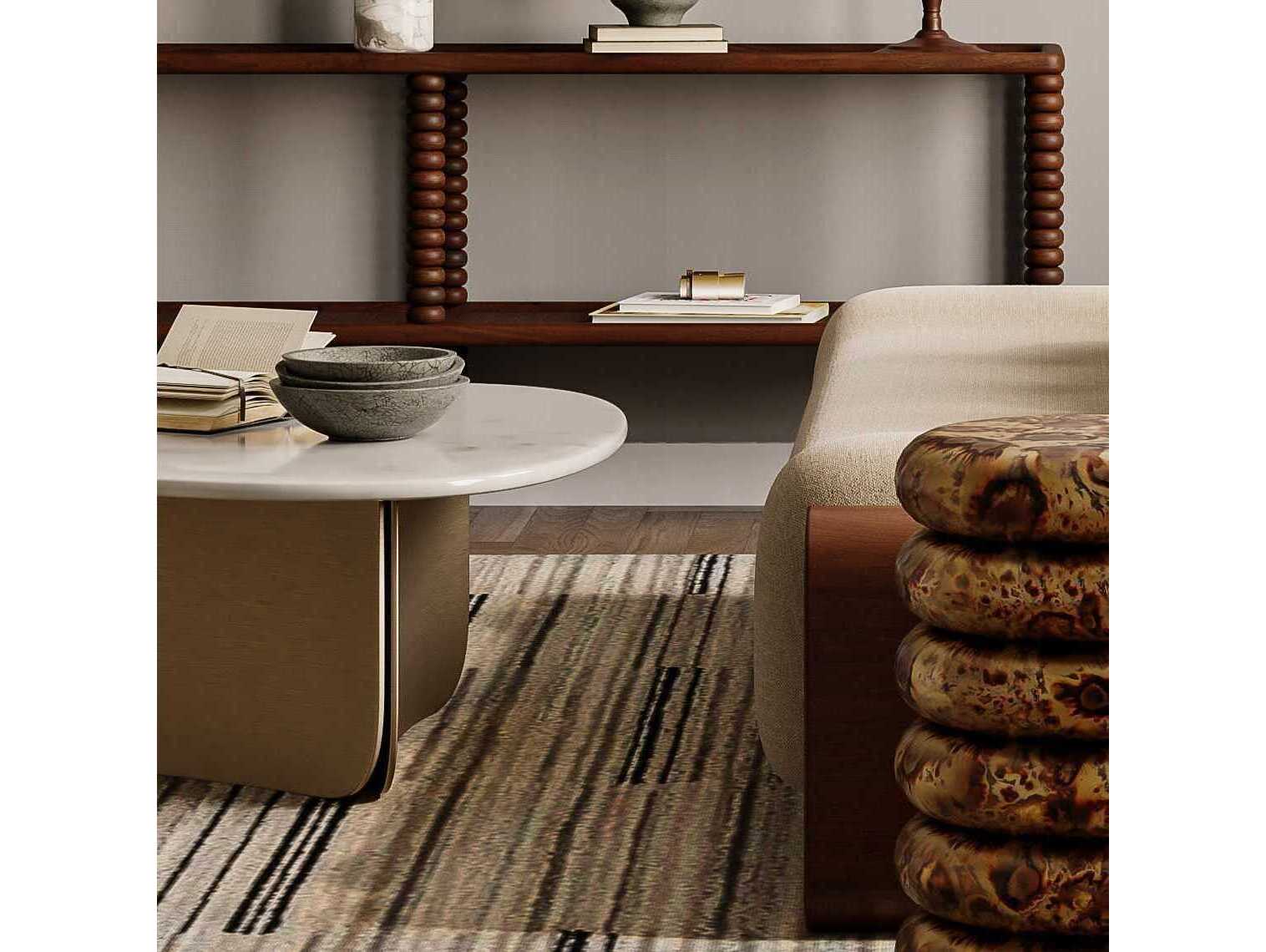 Union Home Pablo Marble Antique Brass Coffee Table