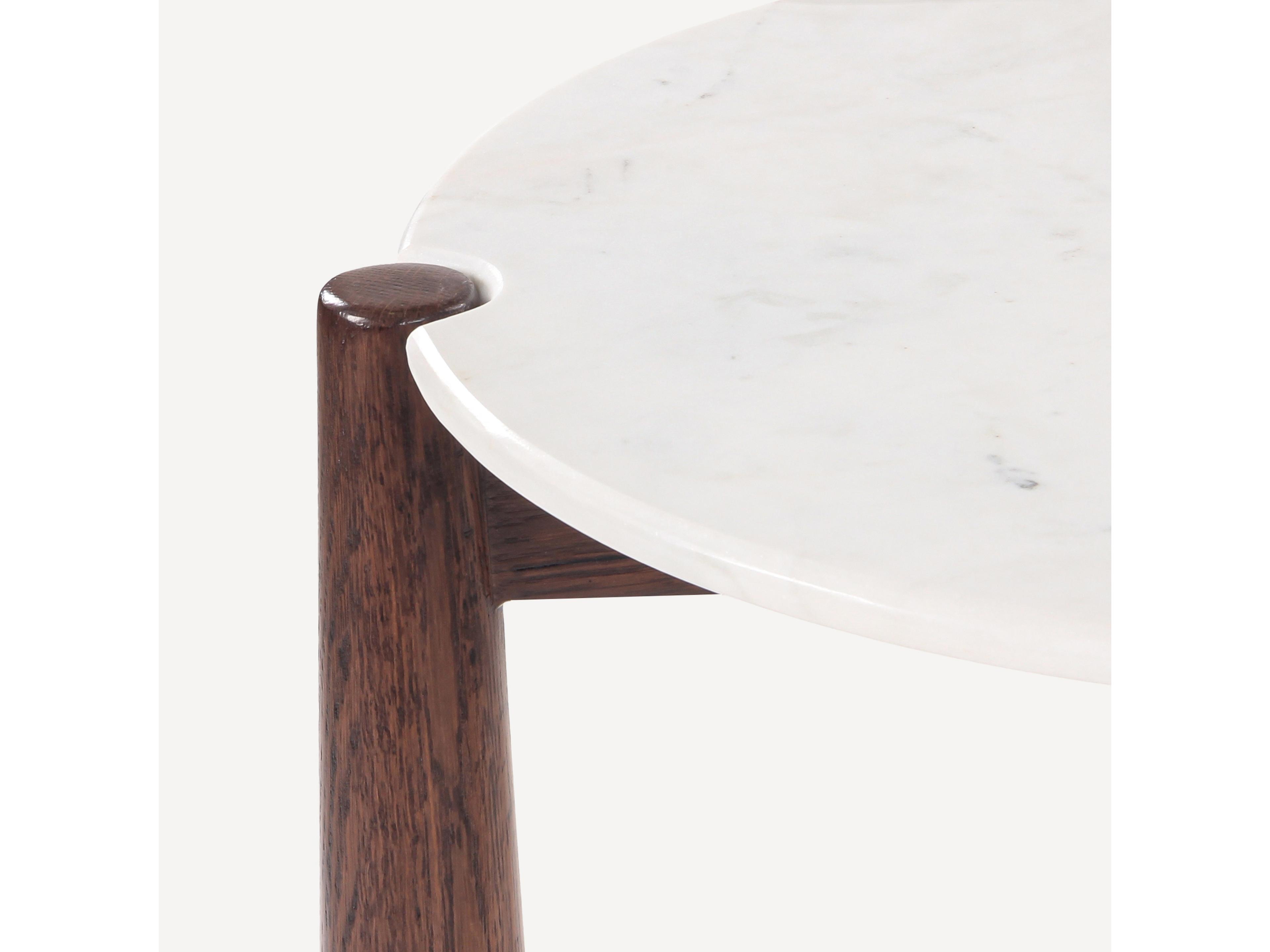 Union Home Carver Round Marble Brown End Table