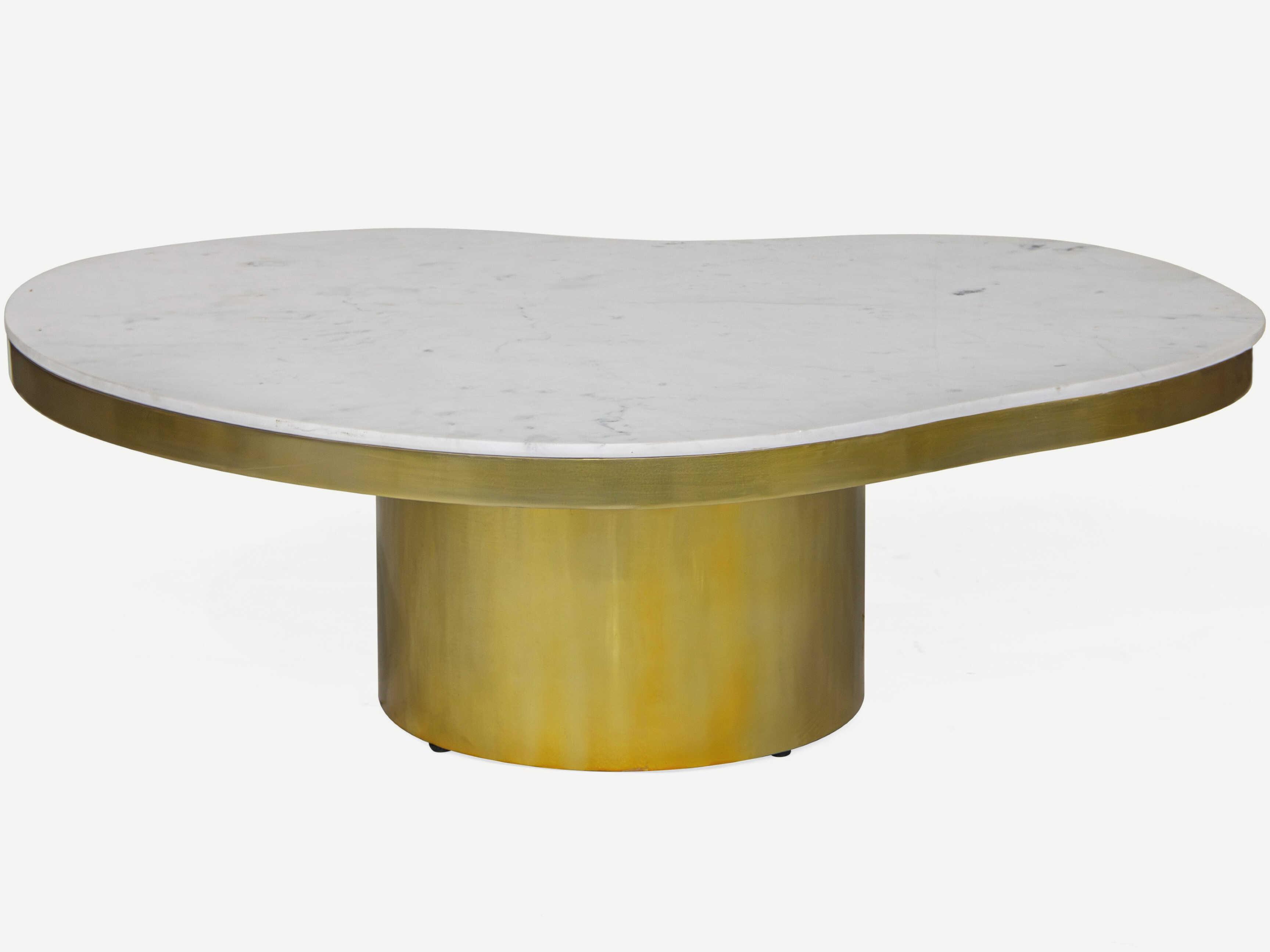Union Home Kidney Marble Brass Coffee Table