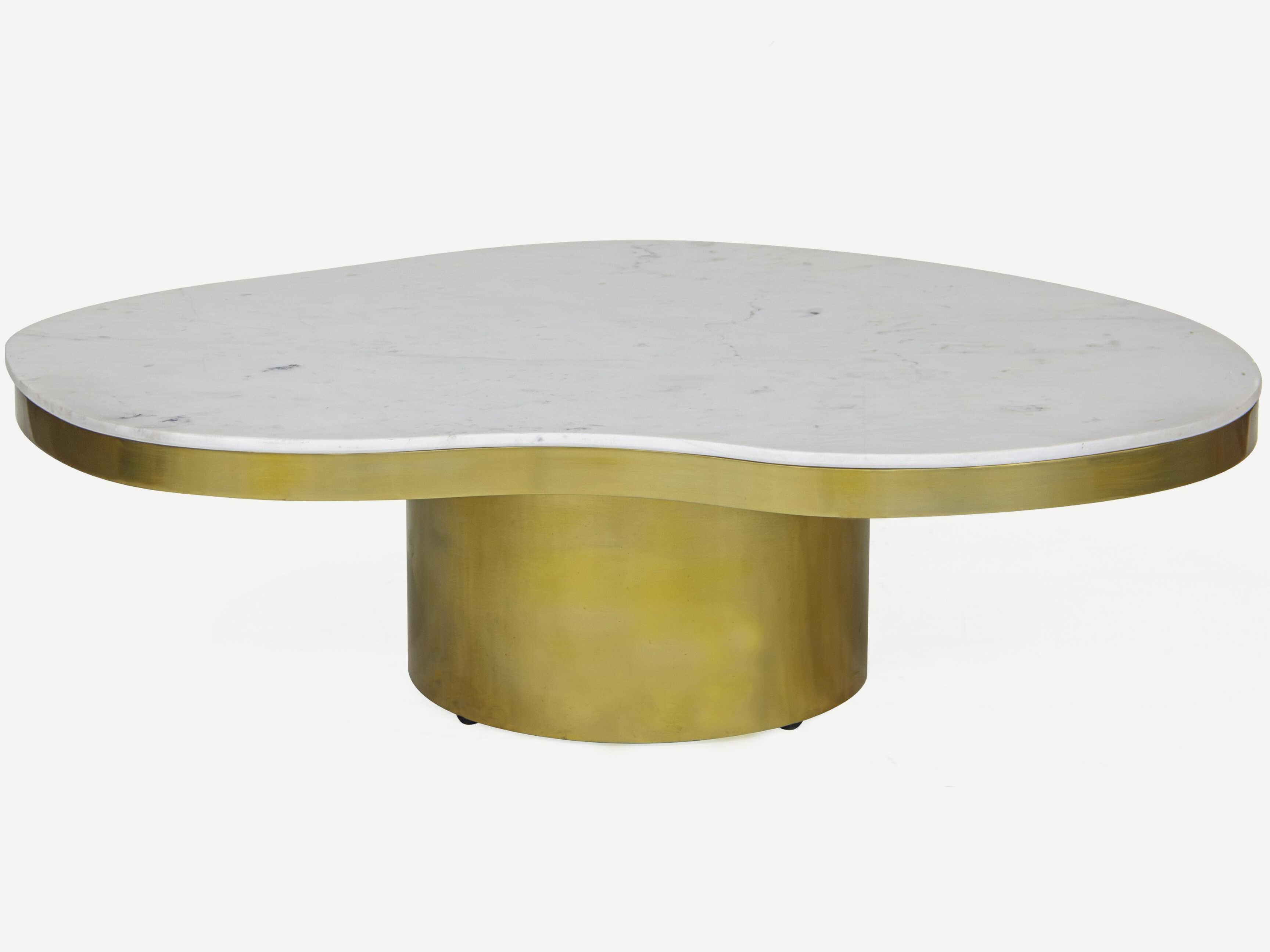 Union Home Kidney Marble Brass Coffee Table