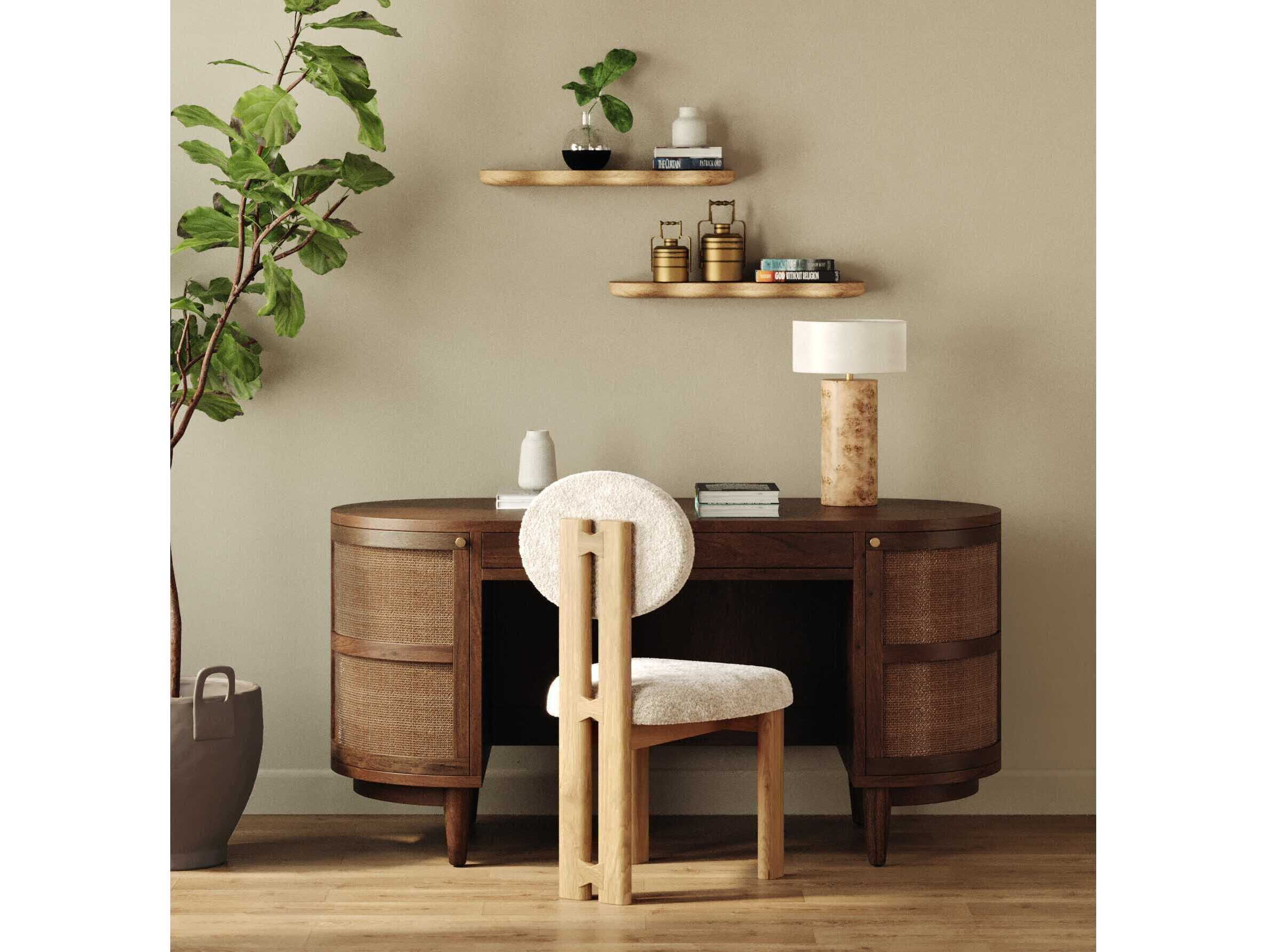 Union Home Canggu Porto Dark Brown Acacia Wood Writing Desk