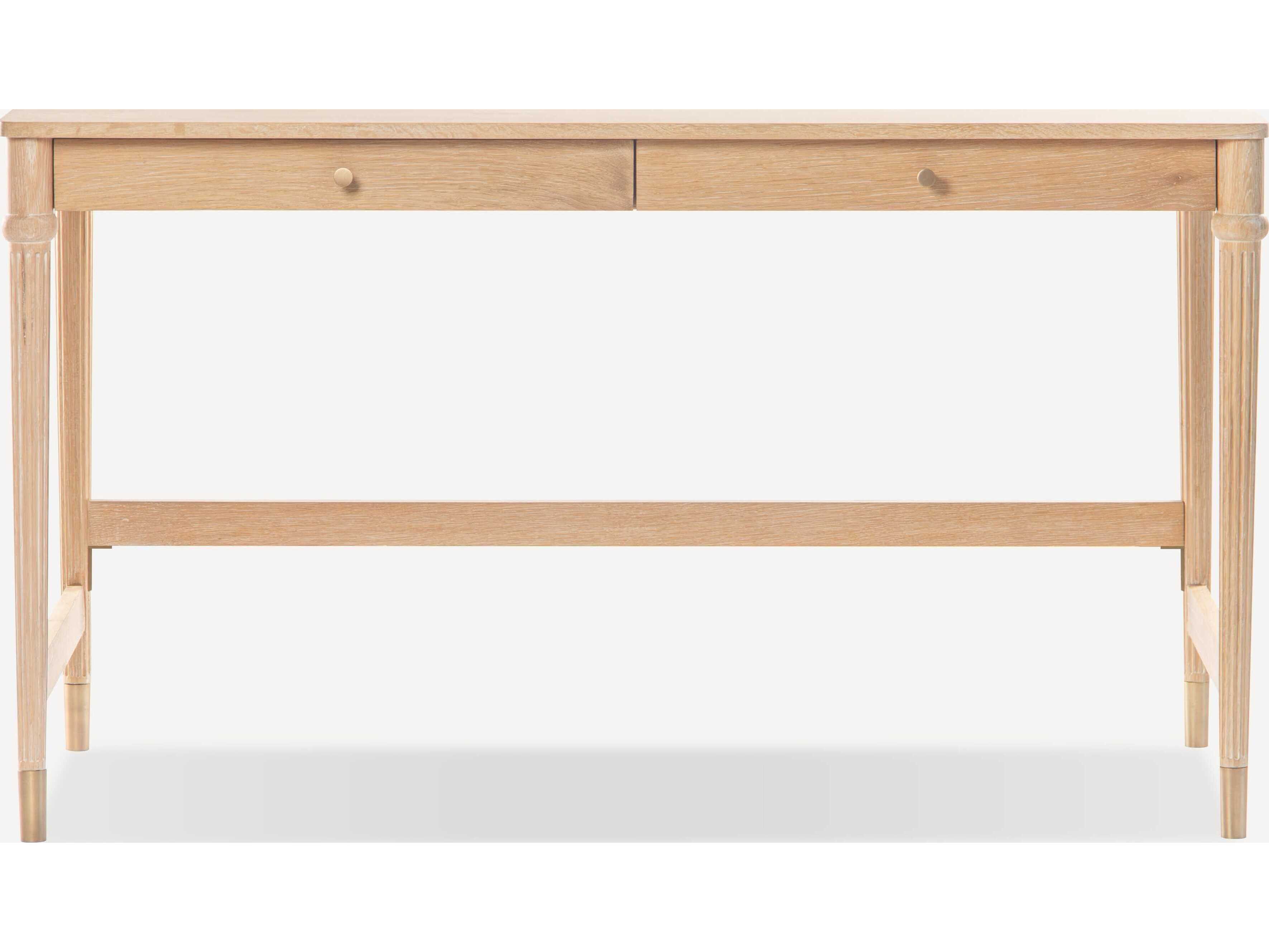 Union Home Pietro Cerused Oak Antique Brass Wood Writing Desk