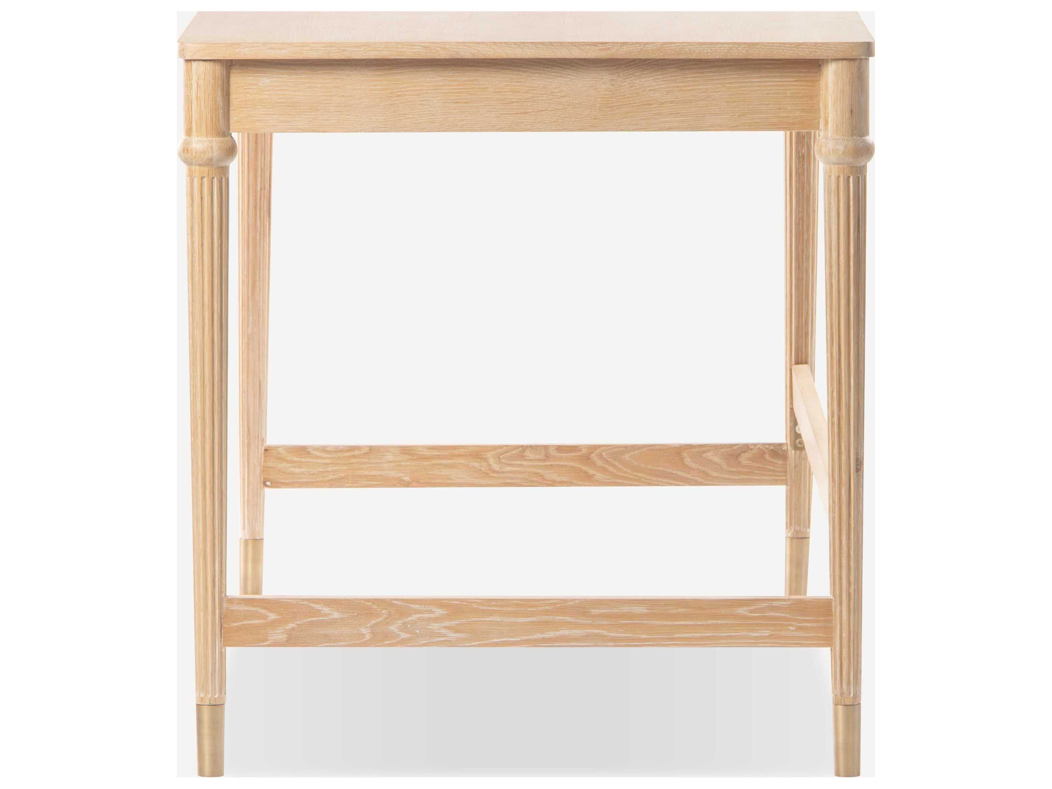 Union Home Pietro Cerused Oak Antique Brass Wood Writing Desk