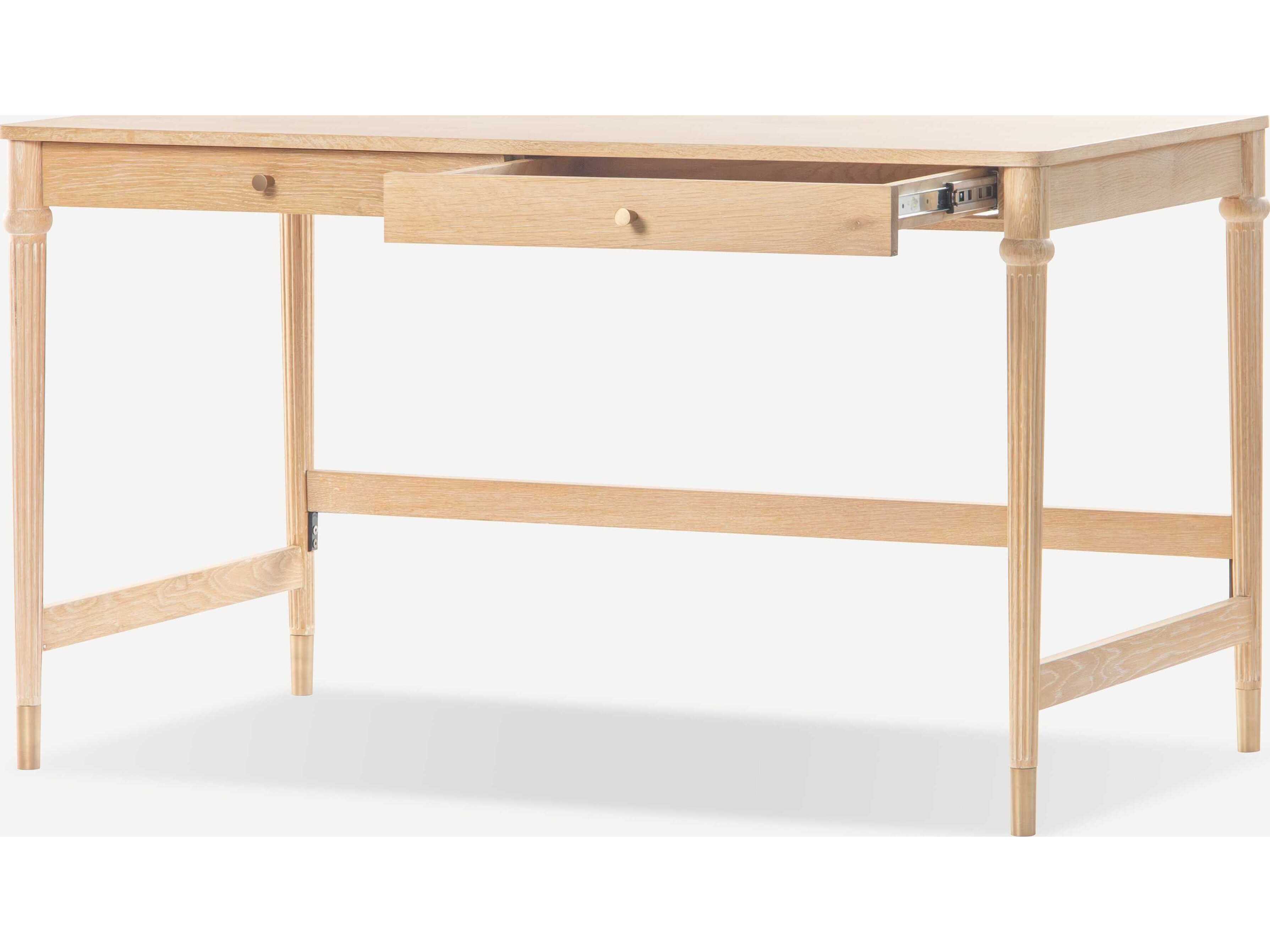 Union Home Pietro Cerused Oak Antique Brass Wood Writing Desk