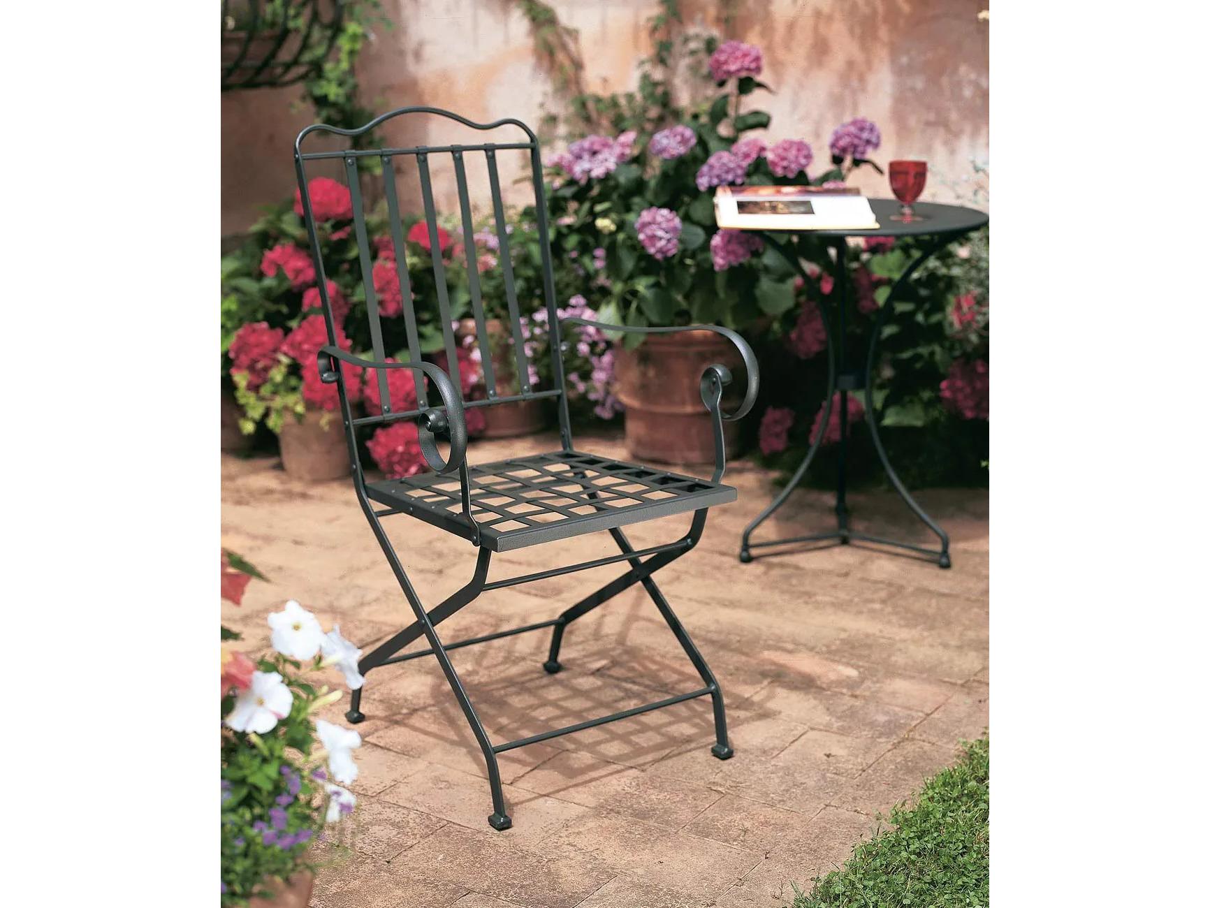 UnoPiu Toscana Wrought Iron Folding Small Armchair