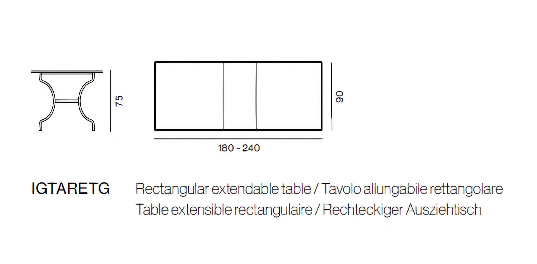 UnoPiu IGEA Wrought Iron Extendable Rectangular Dining Table