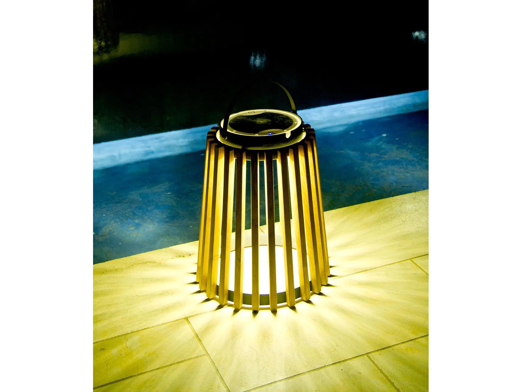 UnoPiu Solare Lamp in Teak and Graphite Aluminium