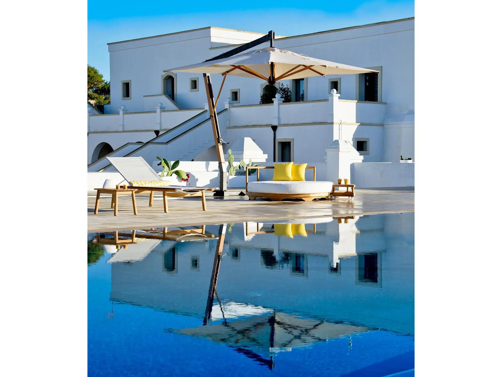 UnoPiu Salento Aluminum 112.20" Square Umbrella with Wood Effect