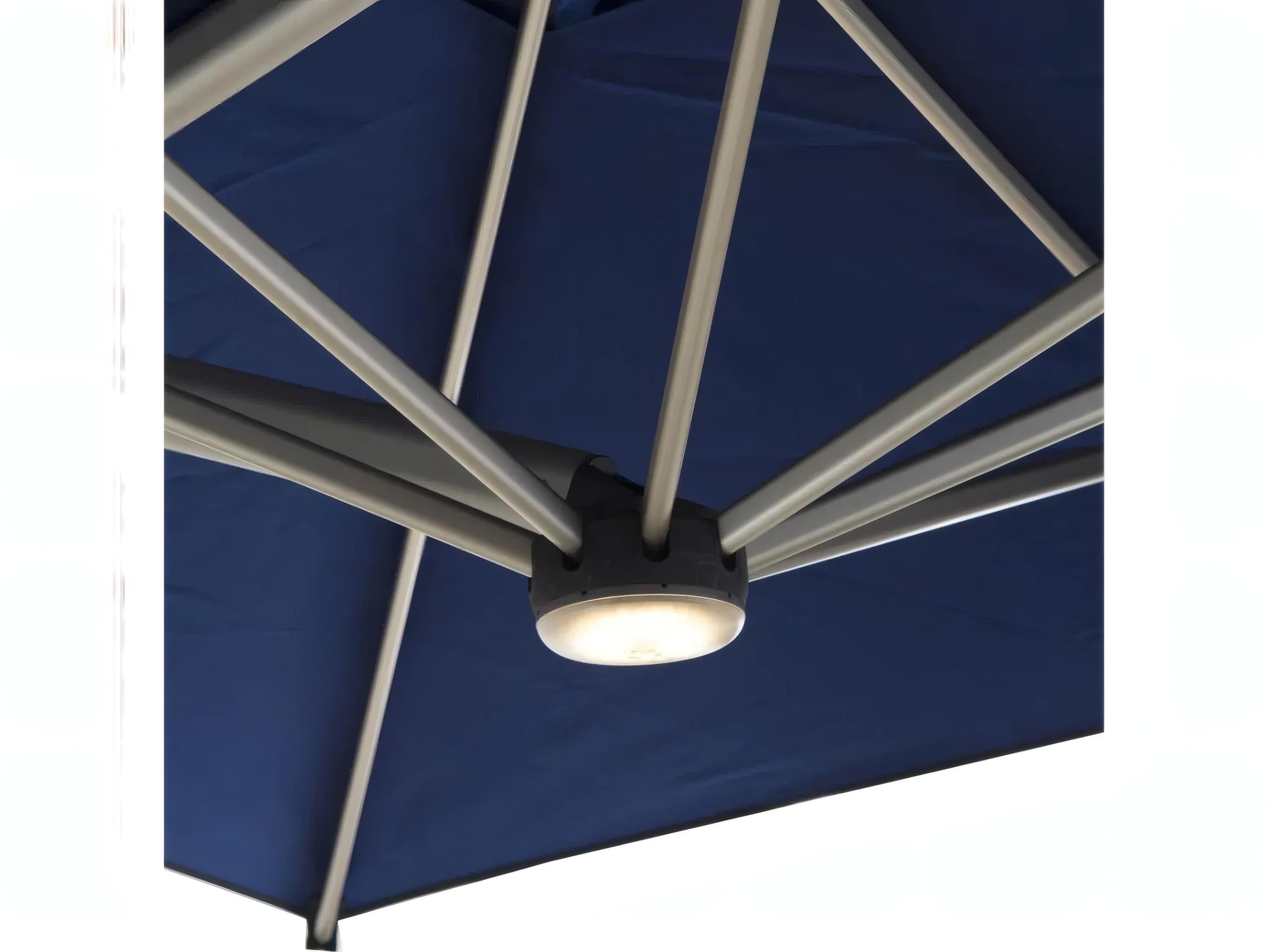 Unopiu Levante Aluminum  114.17" Square Parasol with Titanium Effect & LED