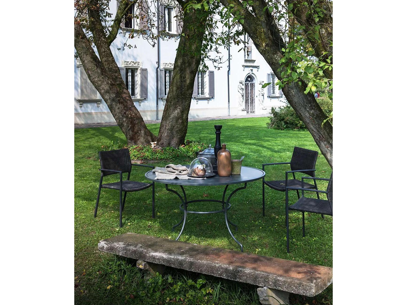 UnoPiu Toscana Wrought Iron Round Dining Table with Umbrella Hole